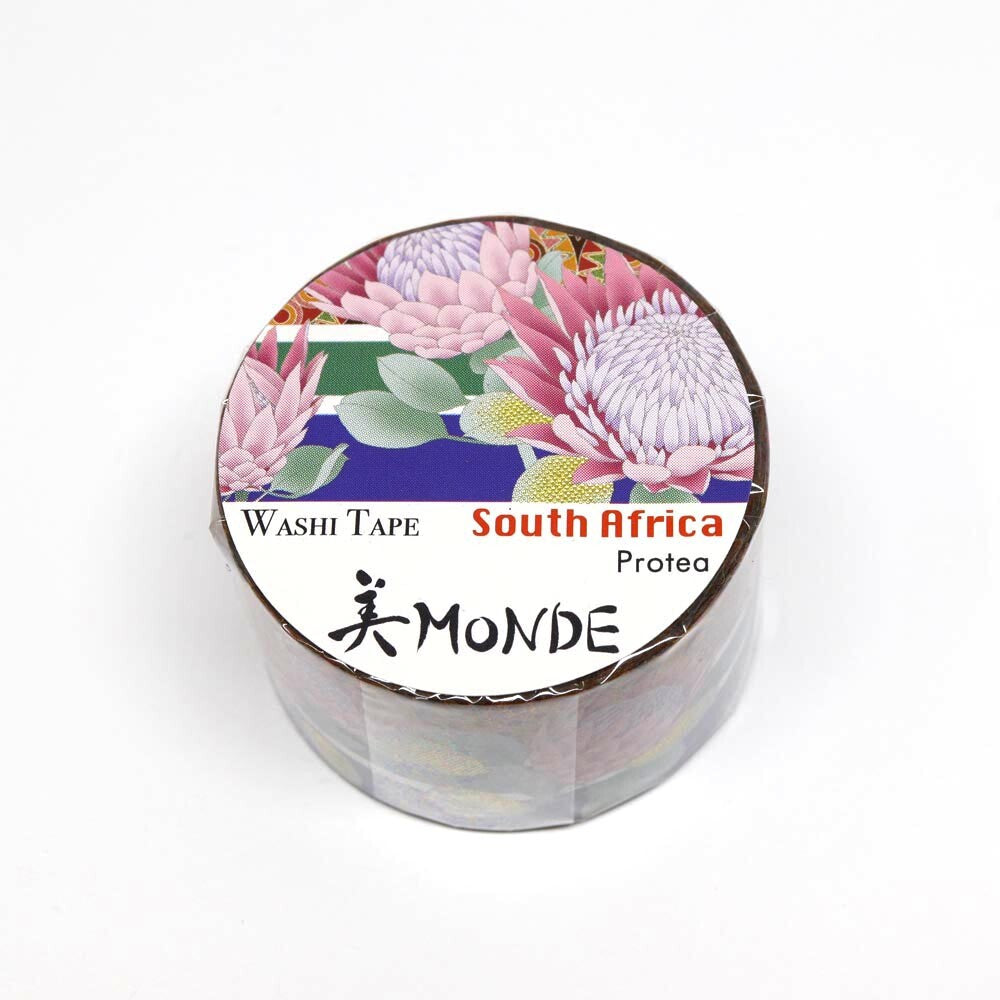 World Travel Collection  South Africa Protea Gold Foil Decorative Washi Tape - 25mm x 5mm