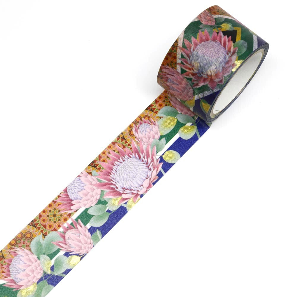 World Travel Collection  South Africa Protea Gold Foil Decorative Washi Tape - 25mm x 5mm
