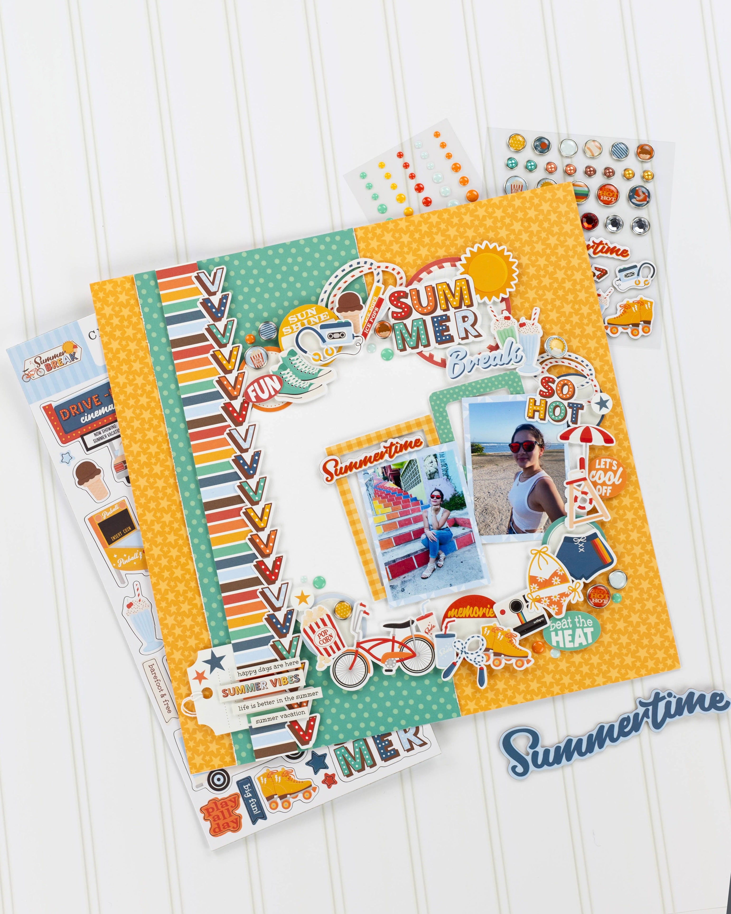 Summer Break Scrapbook Paper & Sticker Collection Kit by Echo Park Paper - 13 Pieces