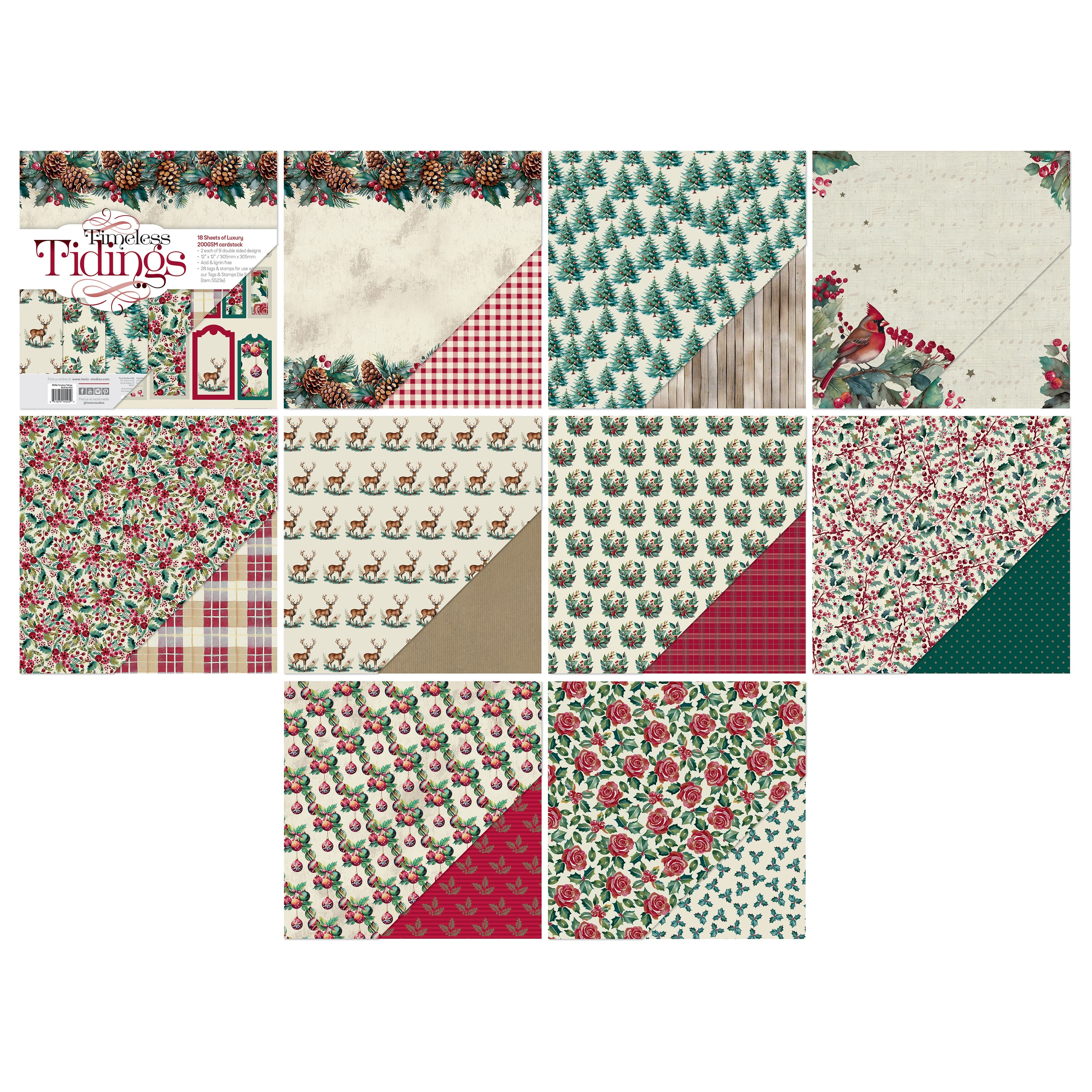 Timeless Tidings 12 x 12 Scrapbook Collection Kit by Tonic Studios - 18 Papers
