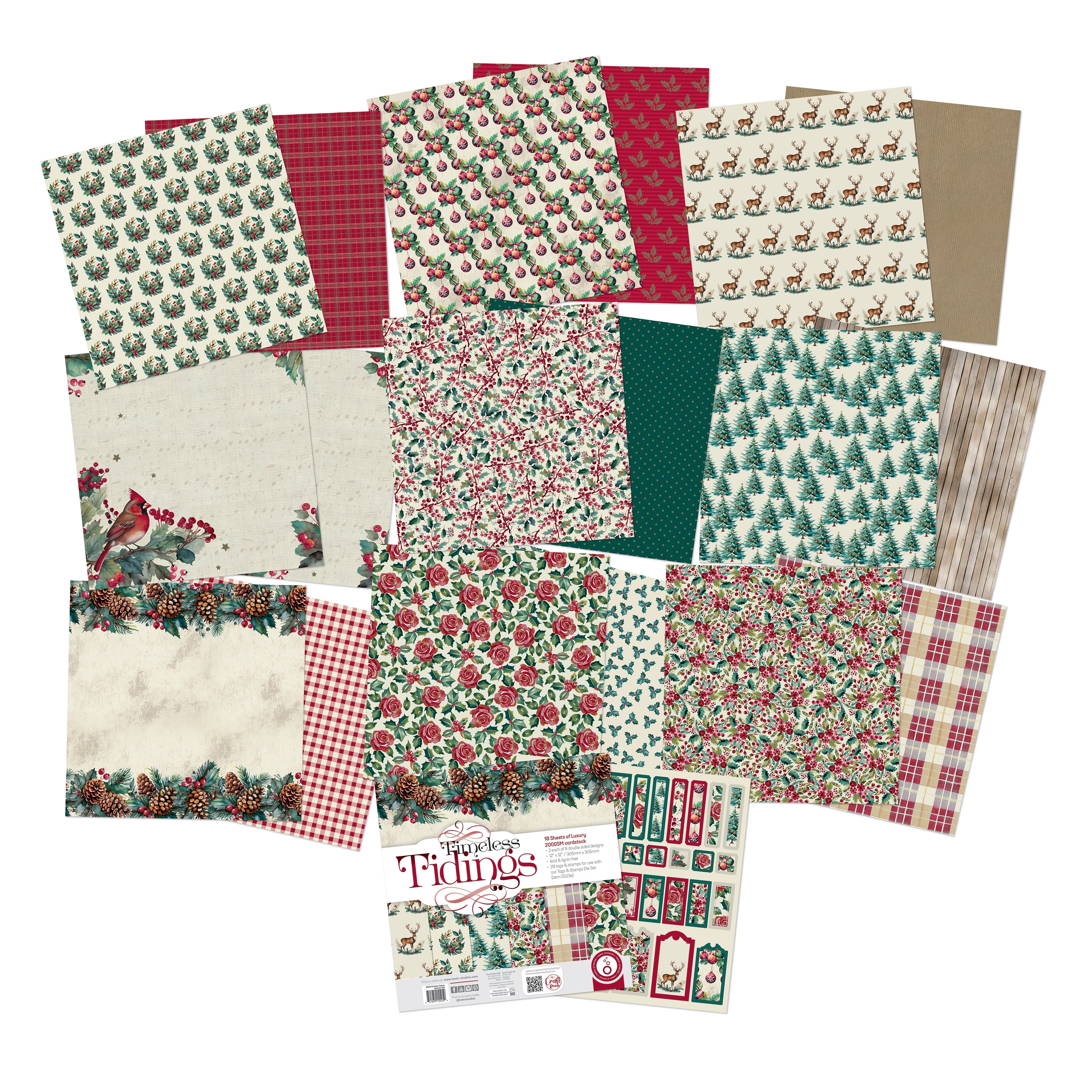 Timeless Tidings 12 x 12 Scrapbook Collection Kit by Tonic Studios - 18 Papers