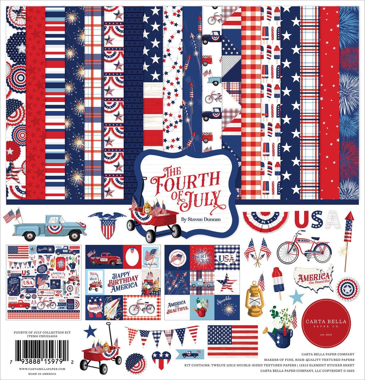 Fourth of July Collection 12 x 12 Scrapbook Paper & Sticker Pack by Carta Bella