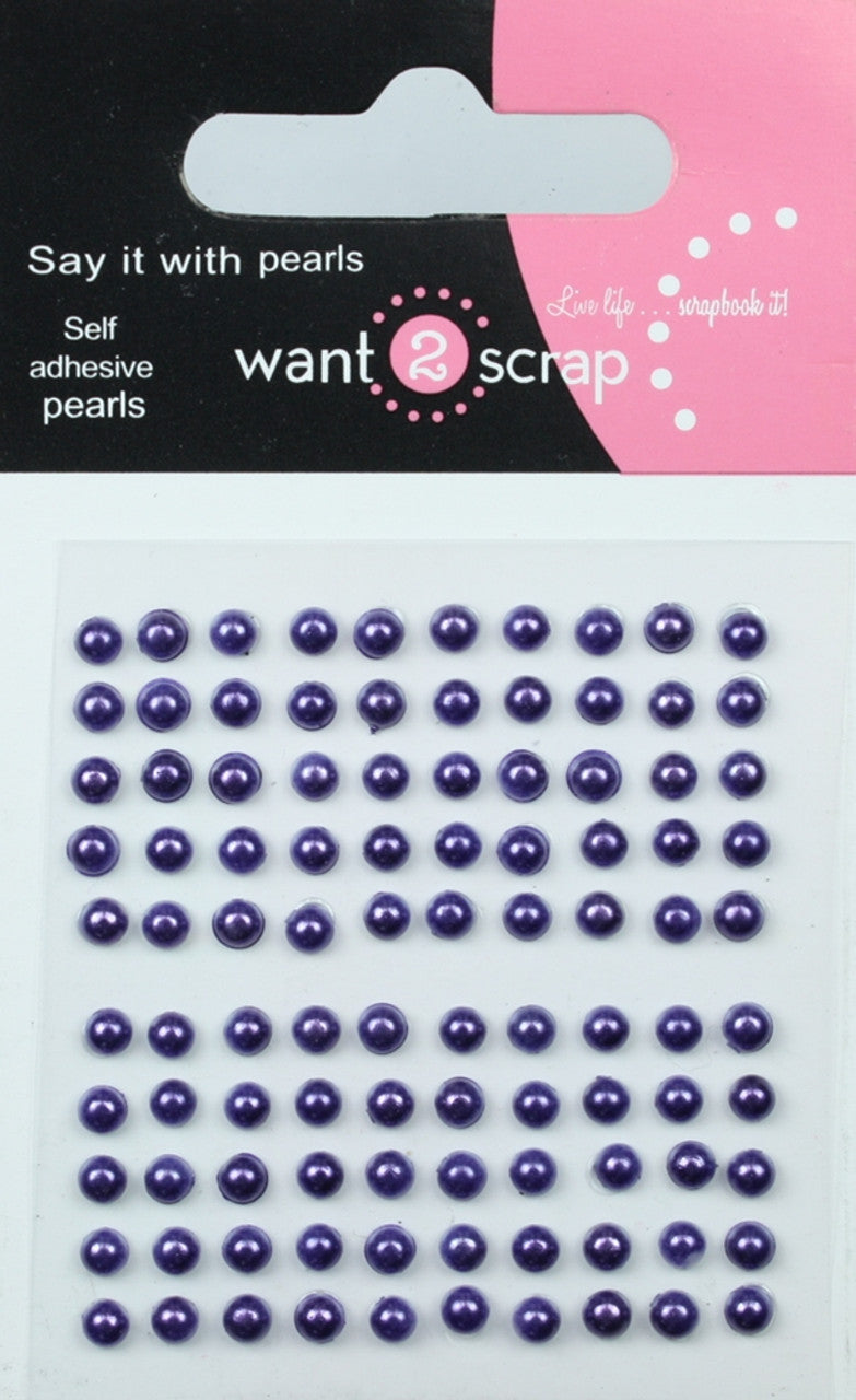 Say It With Bling Collection Self-Adhesive Baby Bling Purple Pearl Rhinestone Scrapbook Bling by Want 2 Scrap - 100 Count