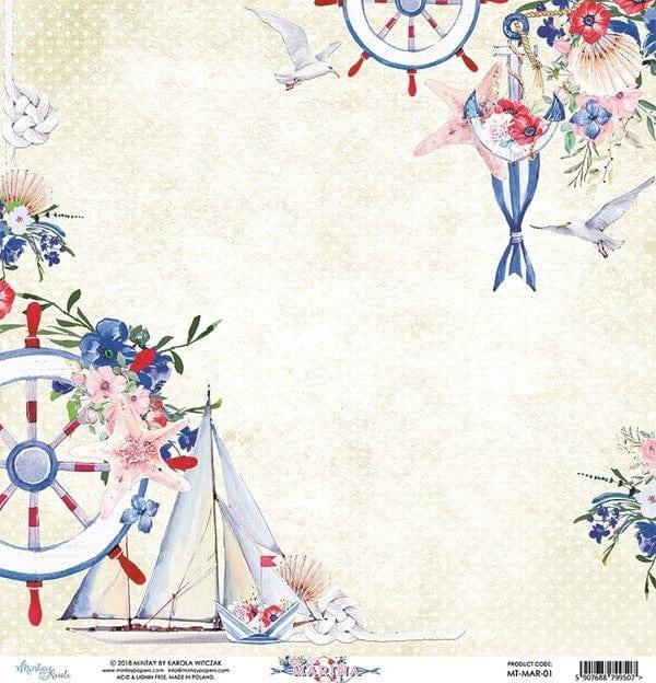 Marina Collection Nautical Helm 12 x 12 Double-Sided Scrapbook Paper by Mintay Papers - Scrapbook Supply Companies