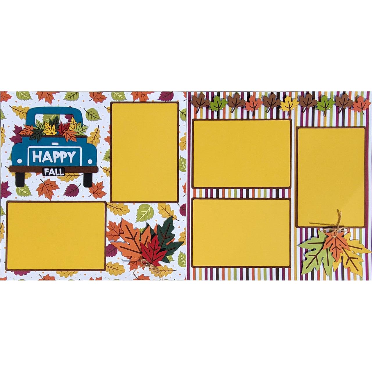 Falling Leaves (2) - 12 x 12 Pages, Fully-Assembled & Hand-Crafted 3D Scrapbook Premade by SSC Designs
