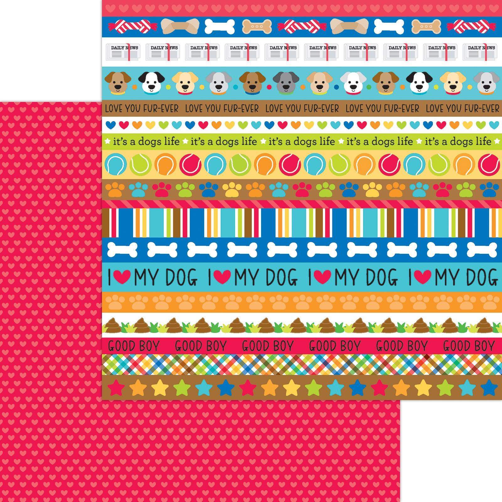 Doggone Cute Collection Puppy Love 12 x 12 Double-Sided Scrapbook Paper by Doodlebug Design