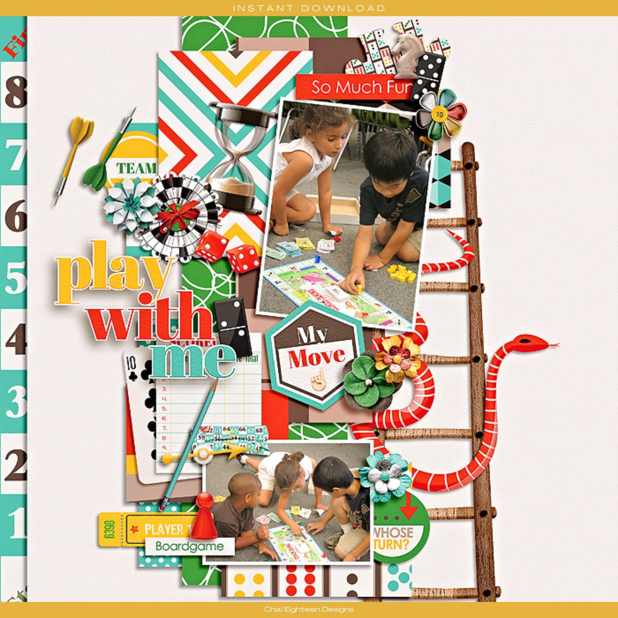 Game Night 12 x 12 Scrapbook Paper & Embellishment Kit by SSC Designs
