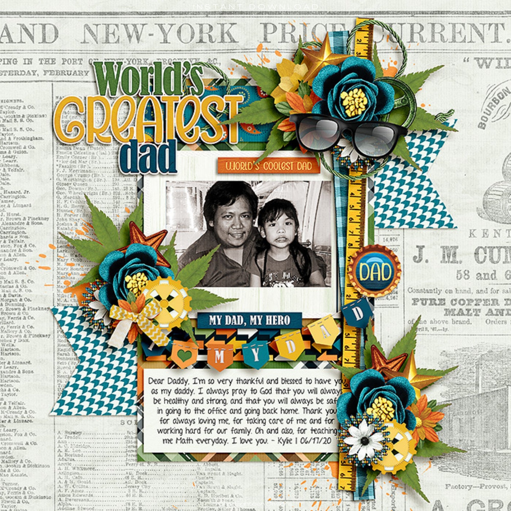 Best Dad Ever 12 x 12 Scrapbook Paper & Embellishment Kit by SSC Designs