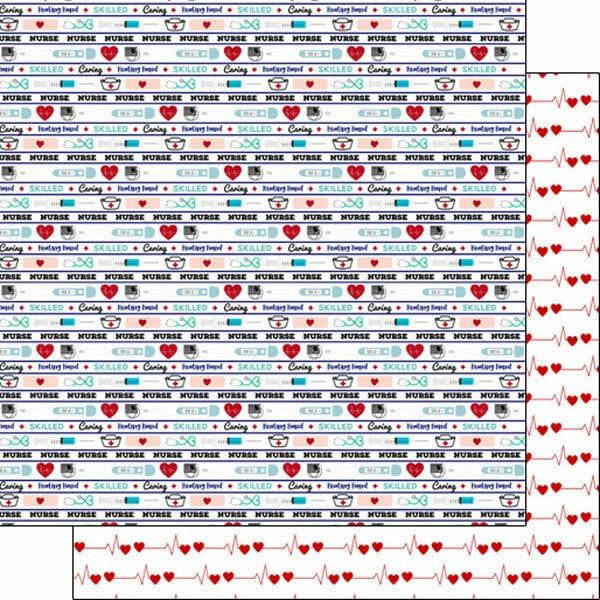 Occupation Collection Nurse RN LPN Images 12 x 12 Double Sided Scrapbook Paper by Scrapbook Customs - Scrapbook Supply Companies