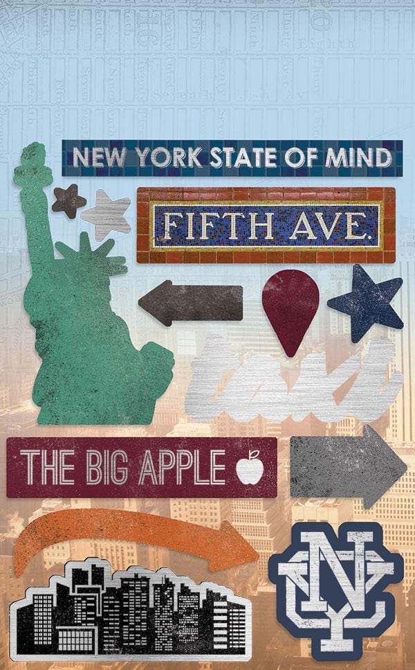 New York Collection Sticky Pix Cardstock 4 x 10 Silver-Foiled Sticker Multi-Pack Scrapbook Embellishments by Paper House Productions
