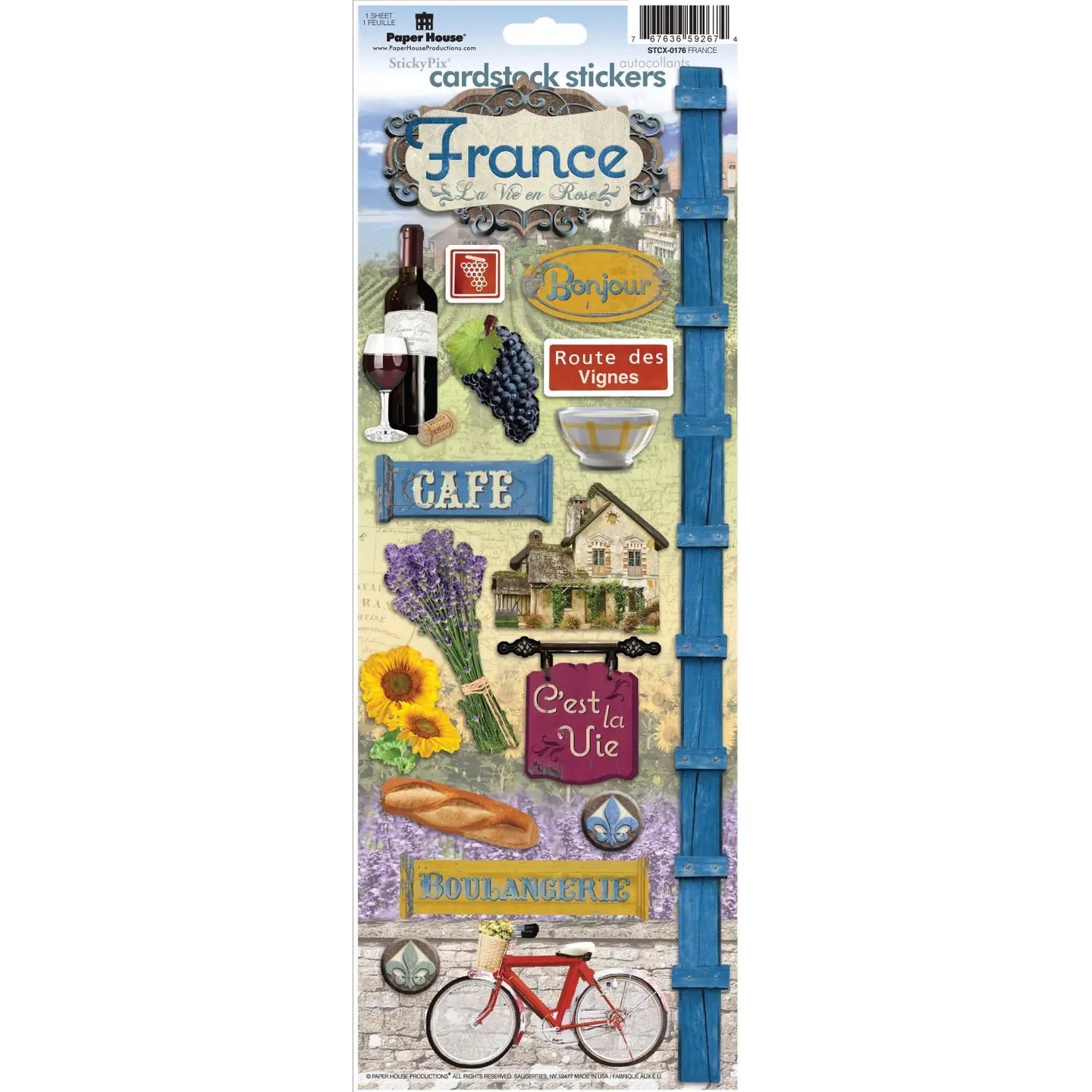 France Collection 5x12 Cardstock Sticker by Paper House Productions