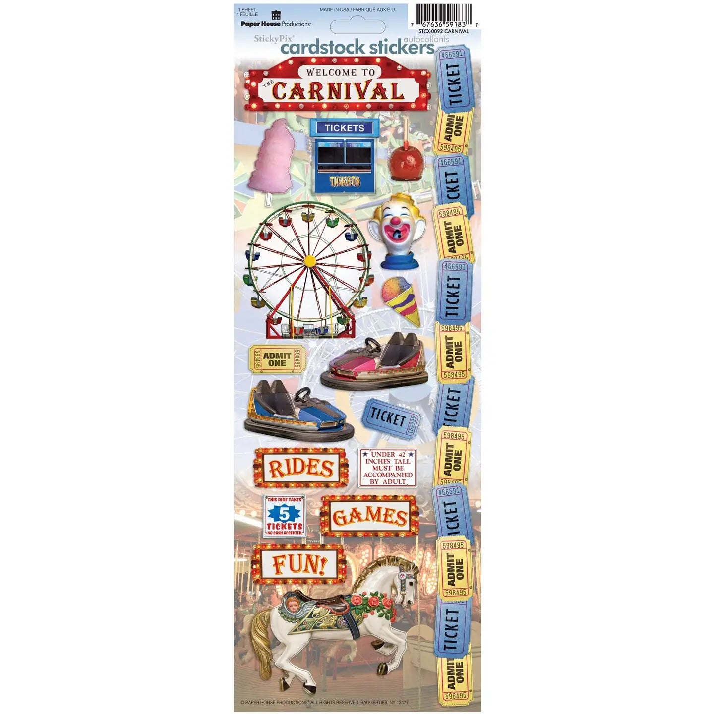 Carnival Collection  4.5 x 13 Cardstock Sticker by Paper House Productions
