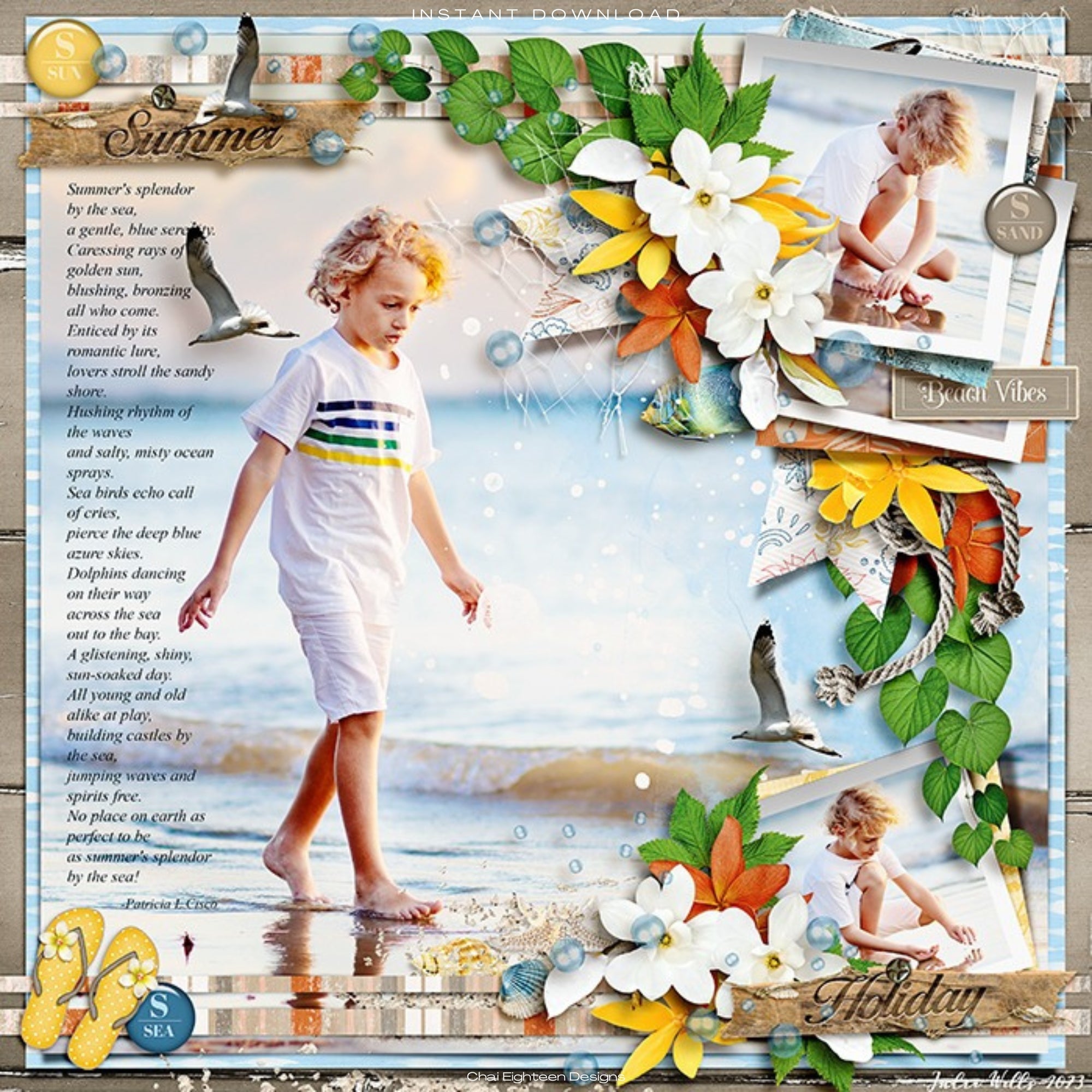 Under The Boardwalk 12 x 12 Scrapbook Paper & Embellishment Kit by SSC Designs