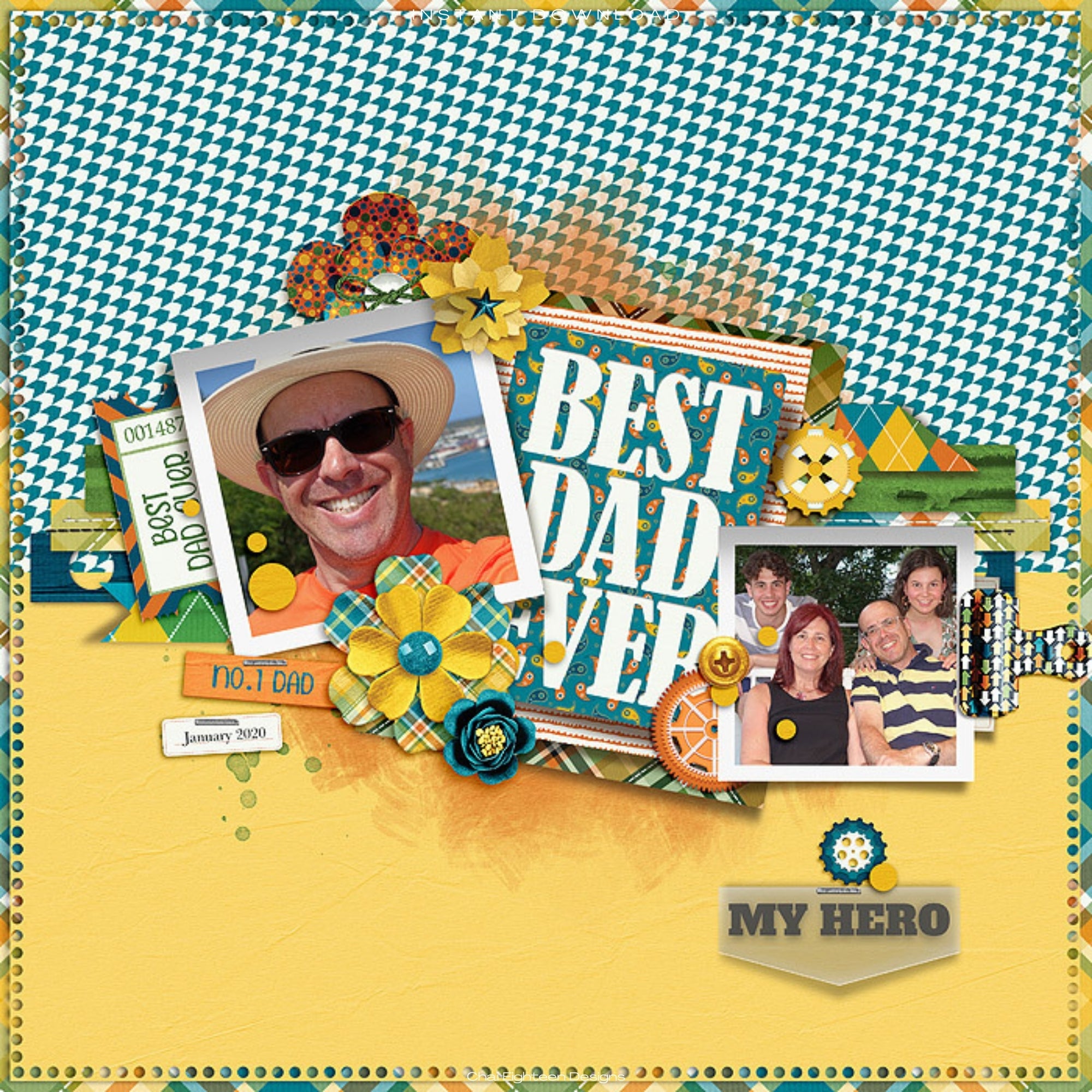 Best Dad Ever 12 x 12 Scrapbook Paper & Embellishment Kit by SSC Designs