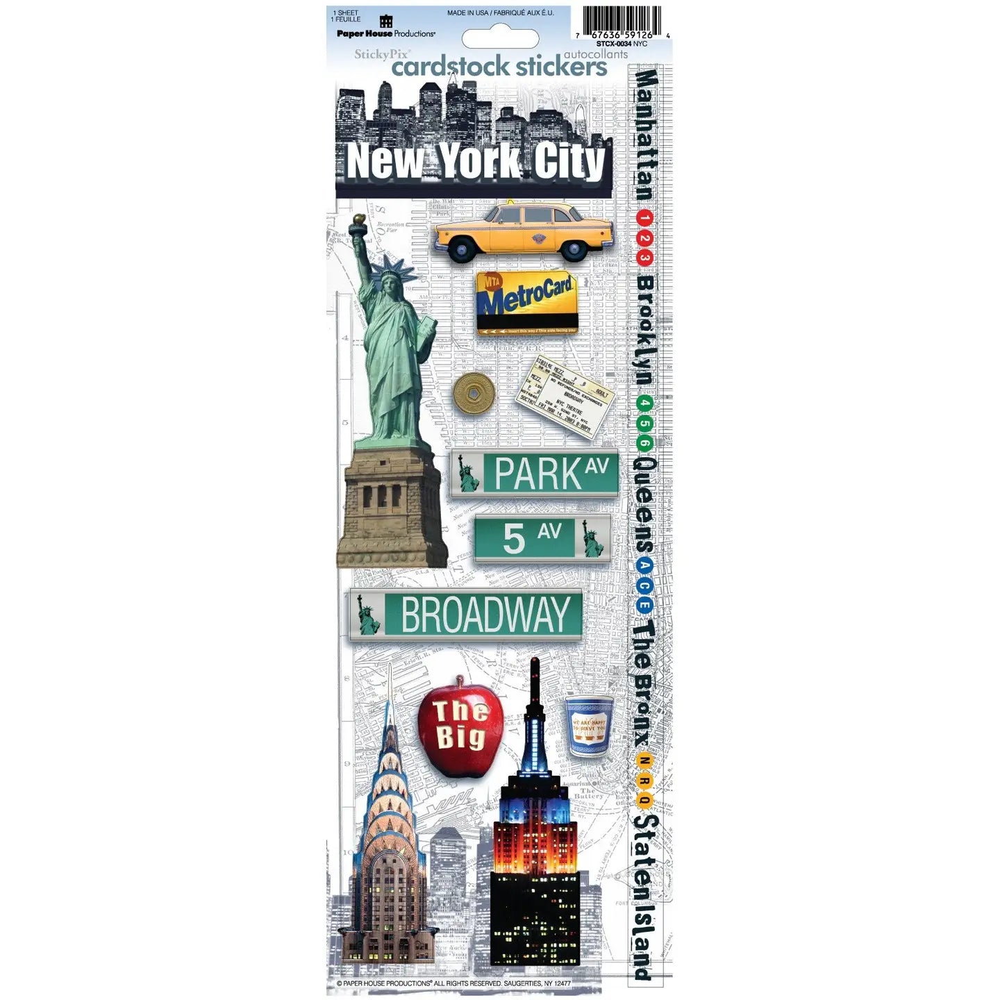 New York Collection New York 4.5 x 13 Cardstock Sticker by Paper House Productions