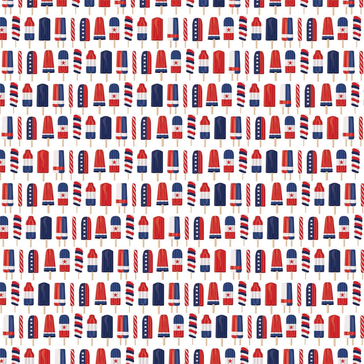 Fourth of July Collection Festive Popsicle 12 x 12 Double-Sided Scrapbook Paper by Carta Bella - Scrapbook Supply Companies