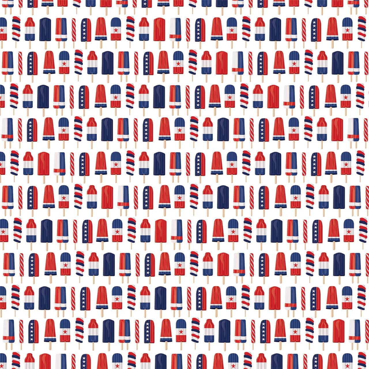 Fourth of July Collection Festive Popsicle 12 x 12 Double-Sided Scrapbook Paper by Carta Bella - Scrapbook Supply Companies