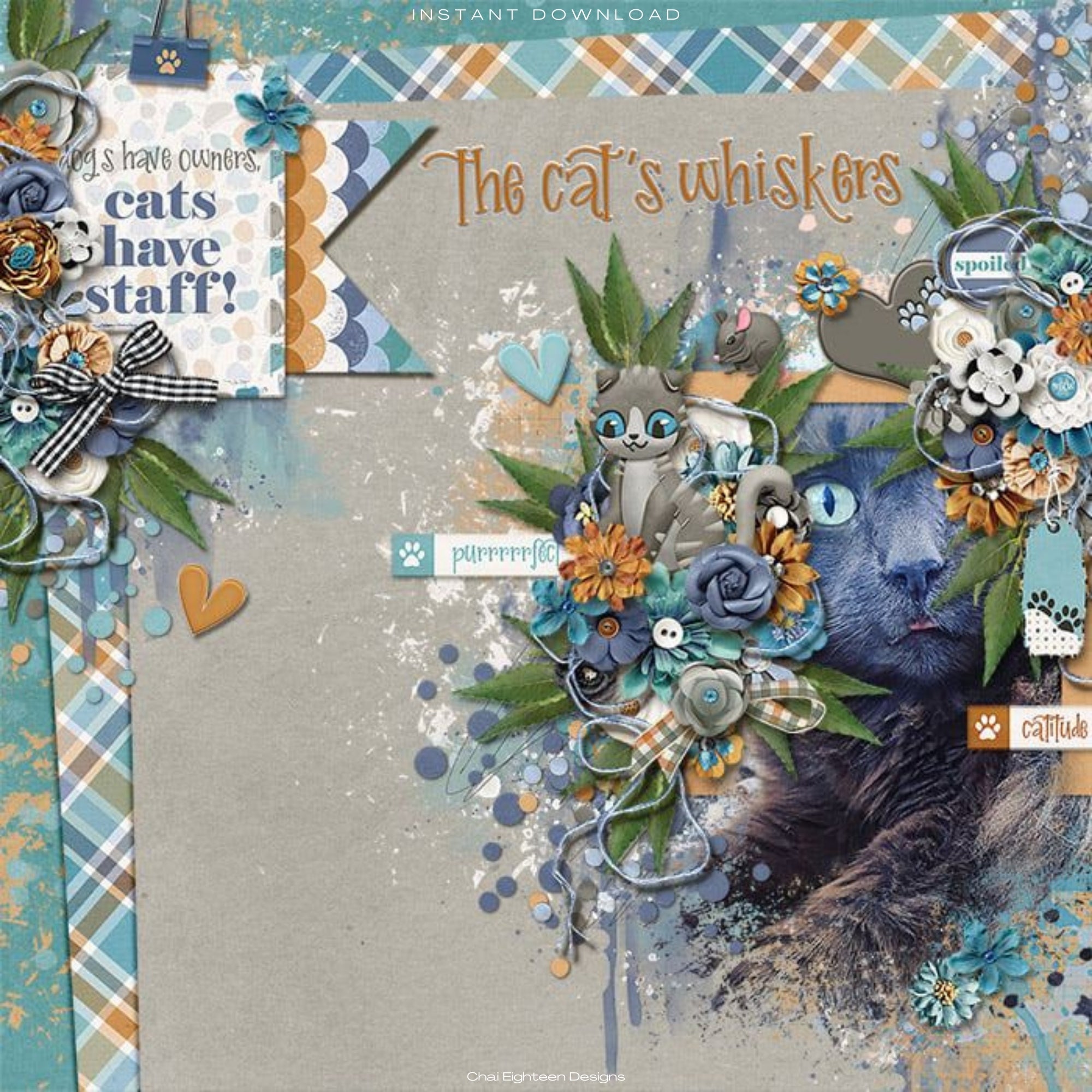 Cat Lover 12 x 12 Scrapbook Paper & Embellishment Kit by SSC Designs