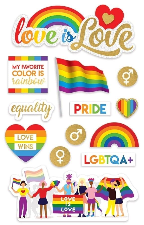 Love Is Love Collection Pride & Equality 5 x 7 Glitter 3D Scrapbook Embellishment by Paper House Productions