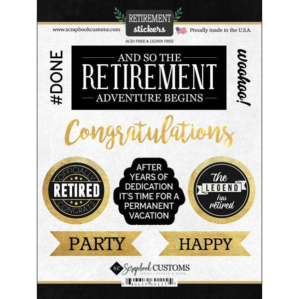 Retirement Collection The Adventure Begins 6 x 8 Scrapbook Sticker Sheet by Scrapbook Customs - Scrapbook Supply Companies