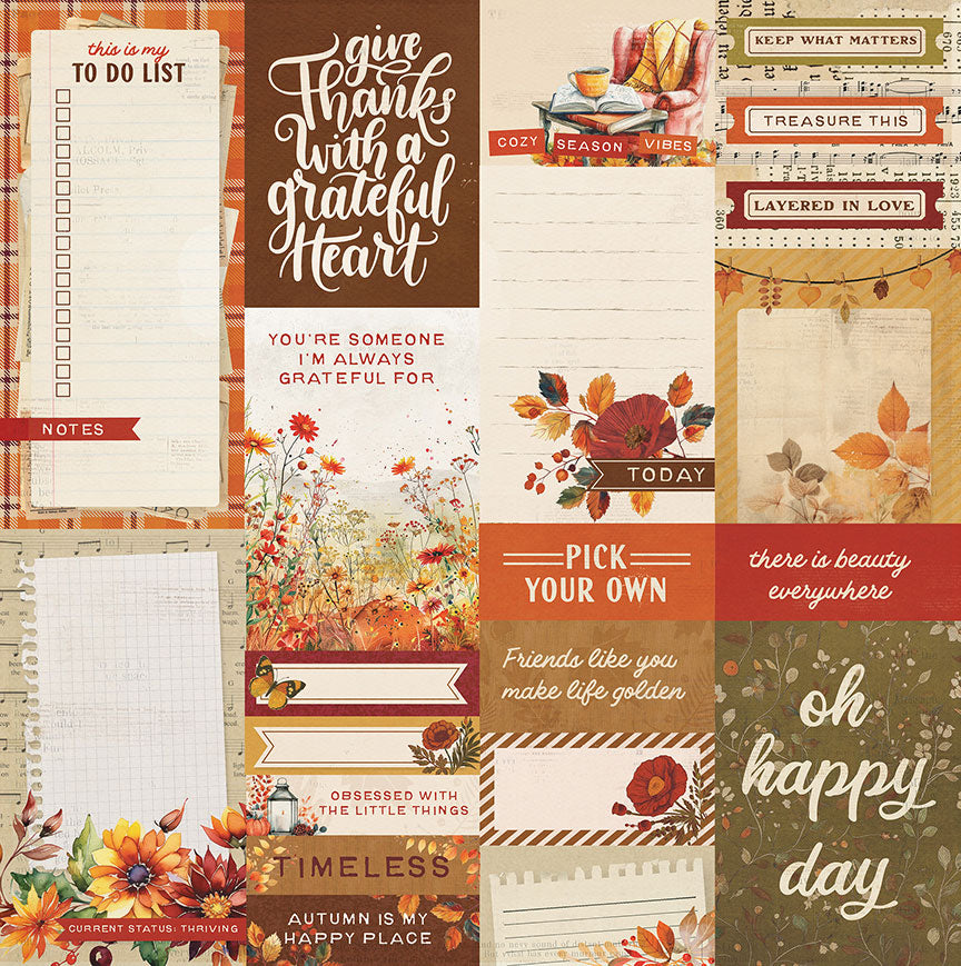 Autumn Junque Collection Grateful Heart 12 x 12 Double-Sided Scrapbook Paper by Photo Play Paper