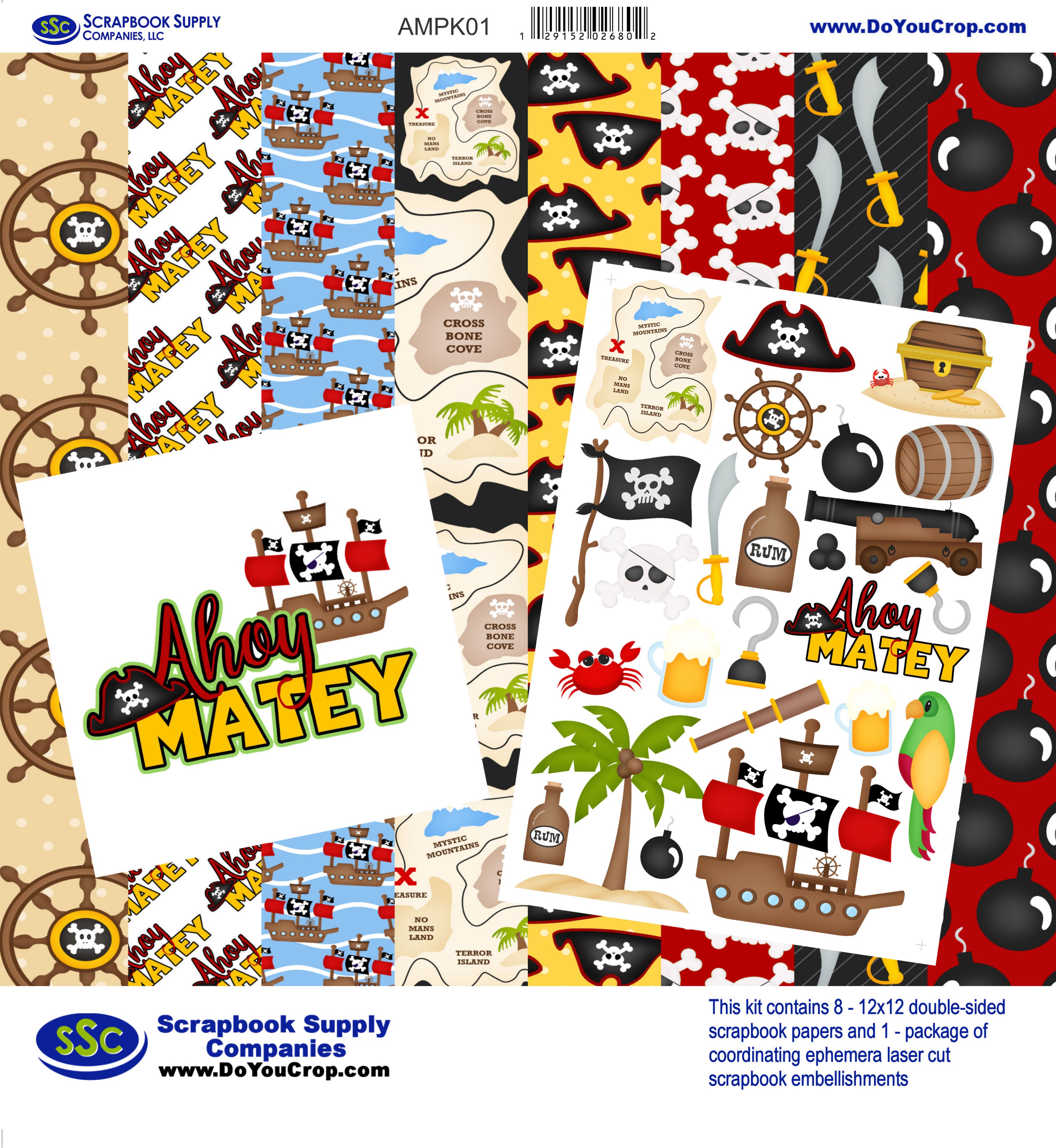 Ahoy Matey 12 x 12 Scrapbook Paper & Embellishment Kit by SSC Designs