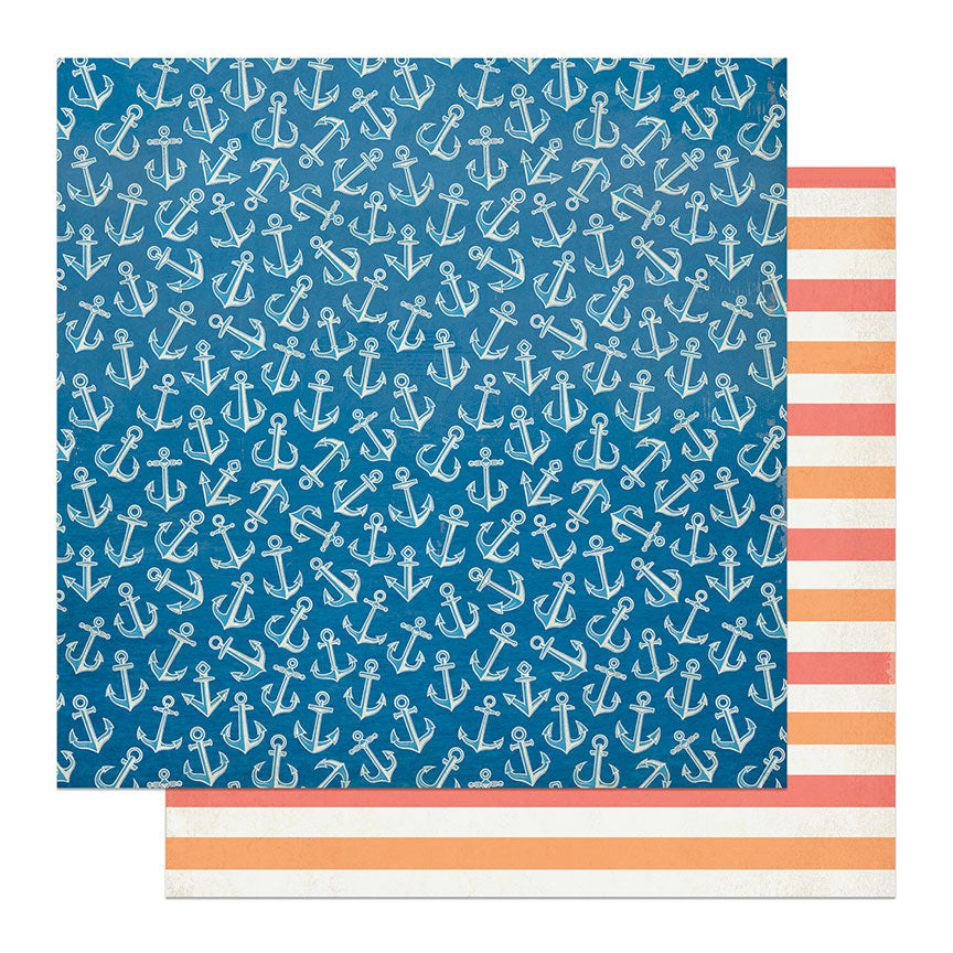Anchors Aweigh Collection Anchors 12x12 Double-Sided Scrapbook Paper by Photo Play Paper