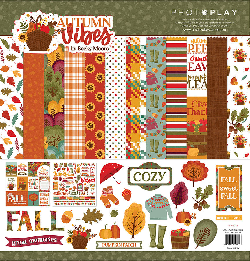 Autumn Vibes Collection 12 x 12 Scrapbook Collection Kit by Photo Play