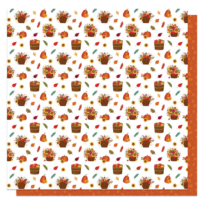 Autumn Vibes Collection Bushels 12 x 12 Double-Sided Scrapbook Paper by Photo Play