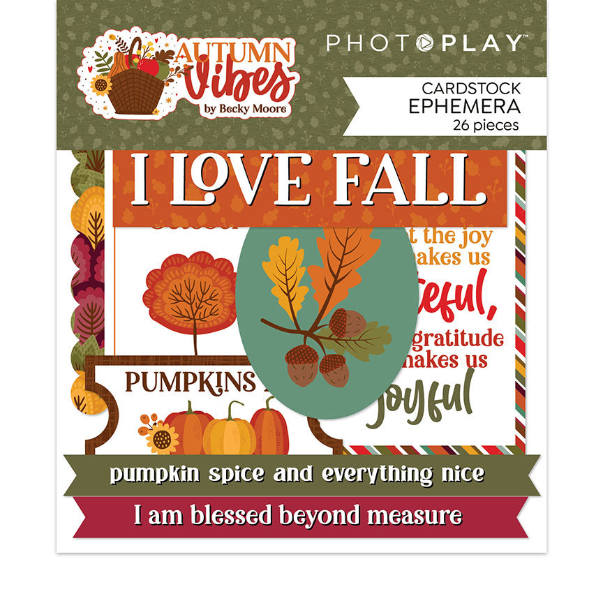 Autumn Vibes Collection 4x8 Scrapbook Ephemera by Photo Play