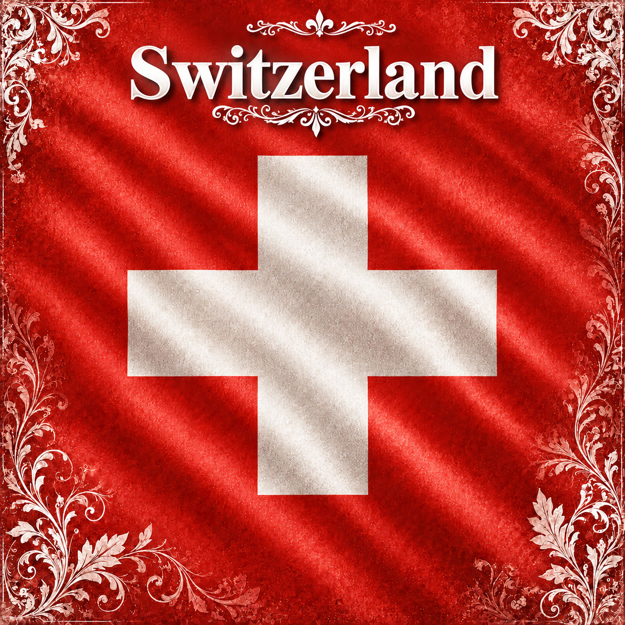 Around The World Collection Switzerland Flag 12 x 12 Double-Sided Scrapbook Paper by SSC Designs