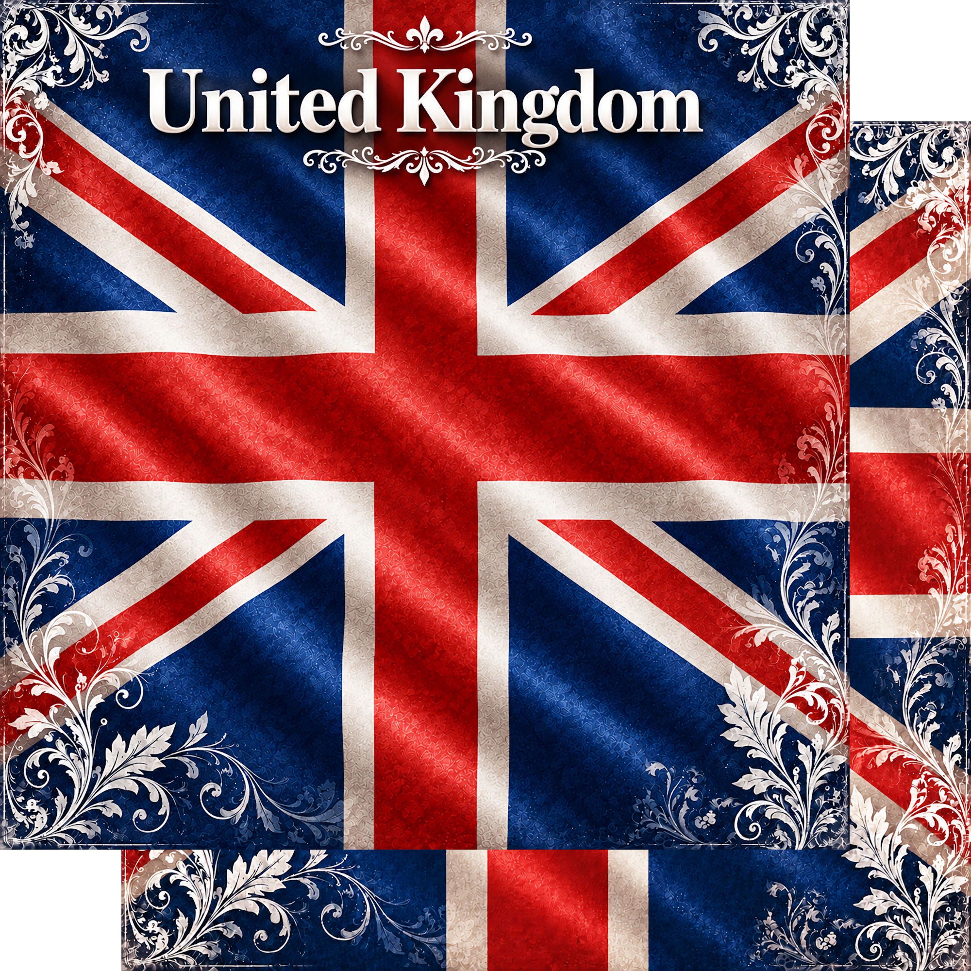 Around The World Collection United Kingdom Flag 12 x 12 Double-Sided Scrapbook Paper by SSC Designs