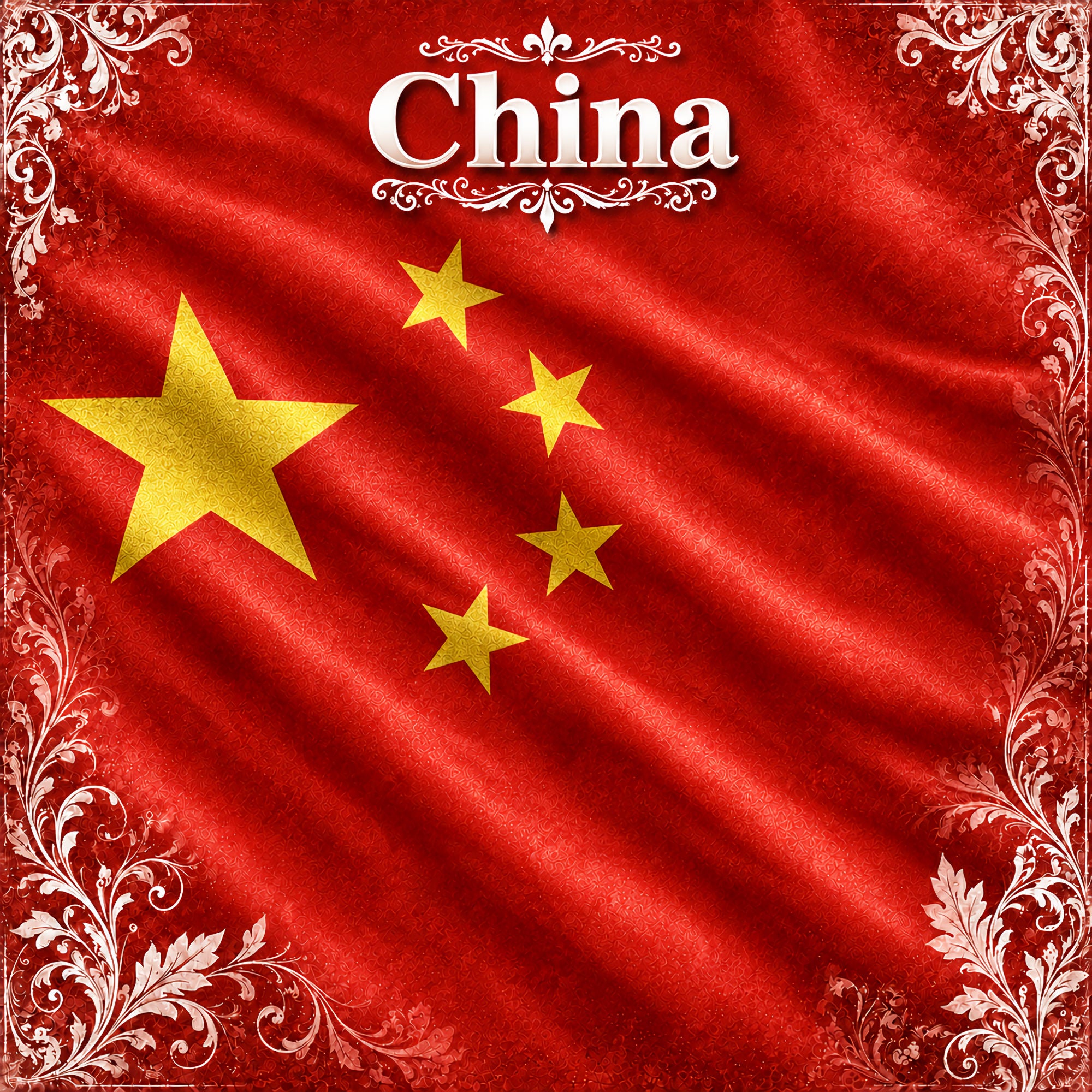 Around The World Collection China Flag 12 x 12 Double-Sided Scrapbook Paper by SSC Designs