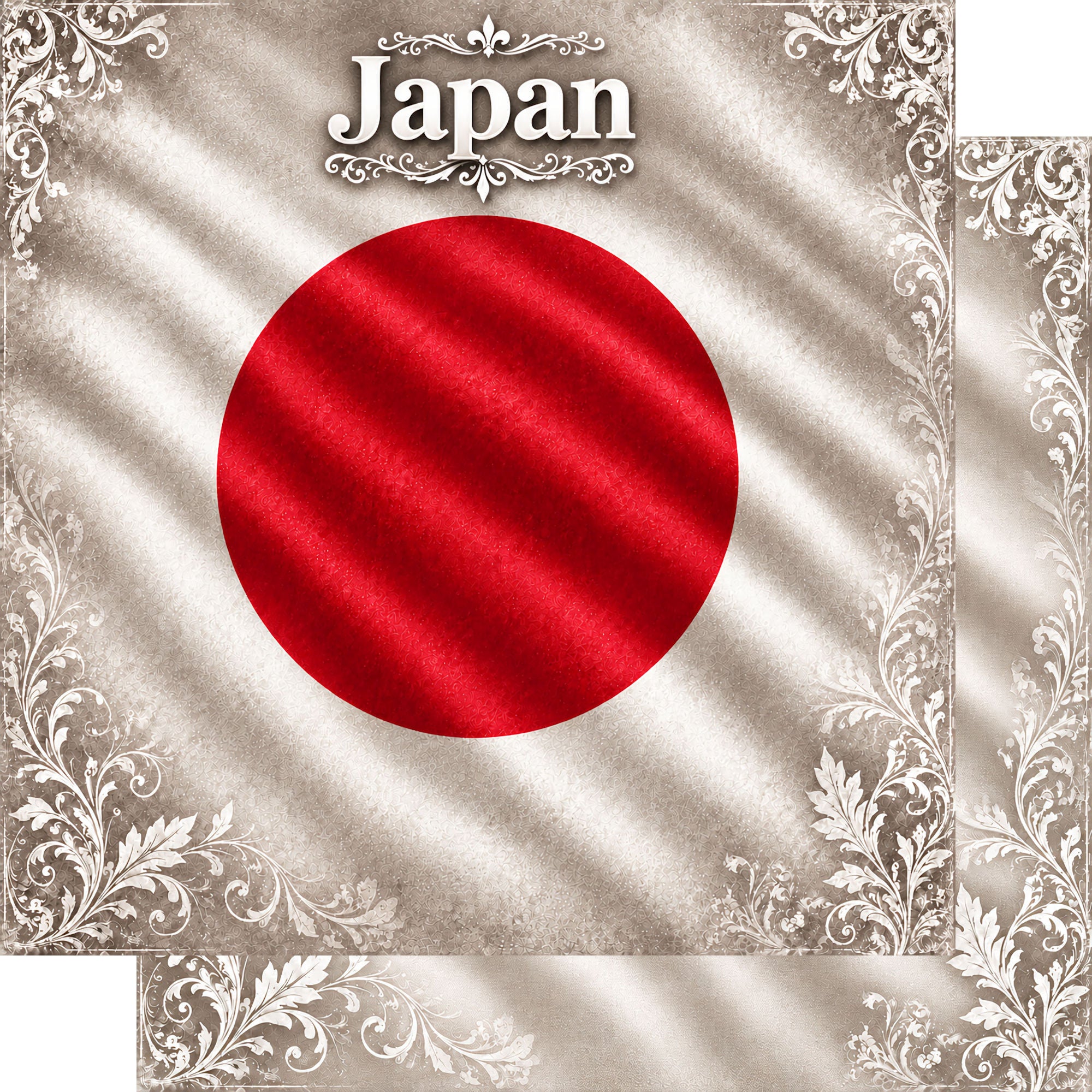 Around The World Collection Japan Flag 12 x 12 Double-Sided Scrapbook Paper by SSC Designs