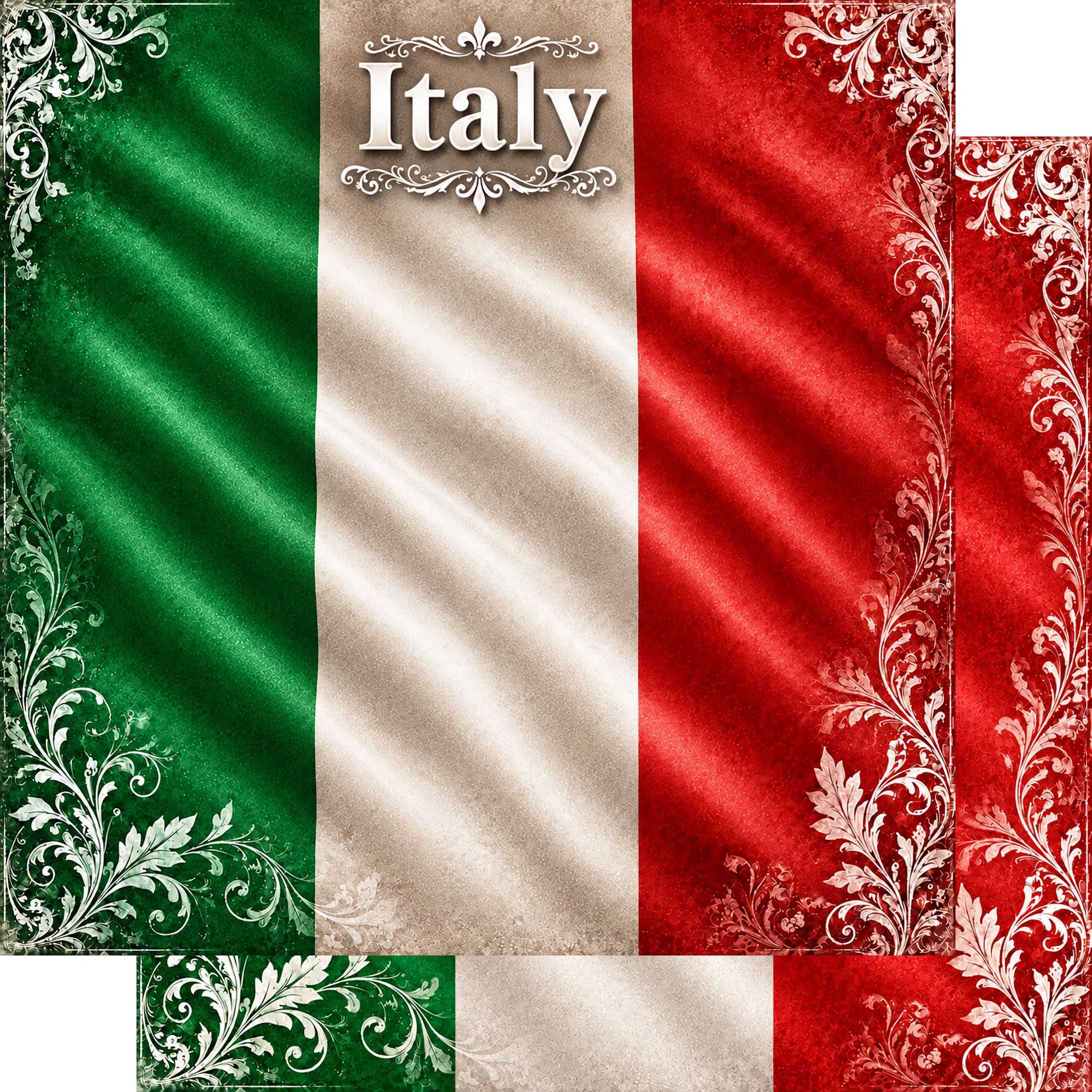Around The World Collection Italy Flag 12 x 12 Double-Sided Scrapbook Paper by SSC Designs