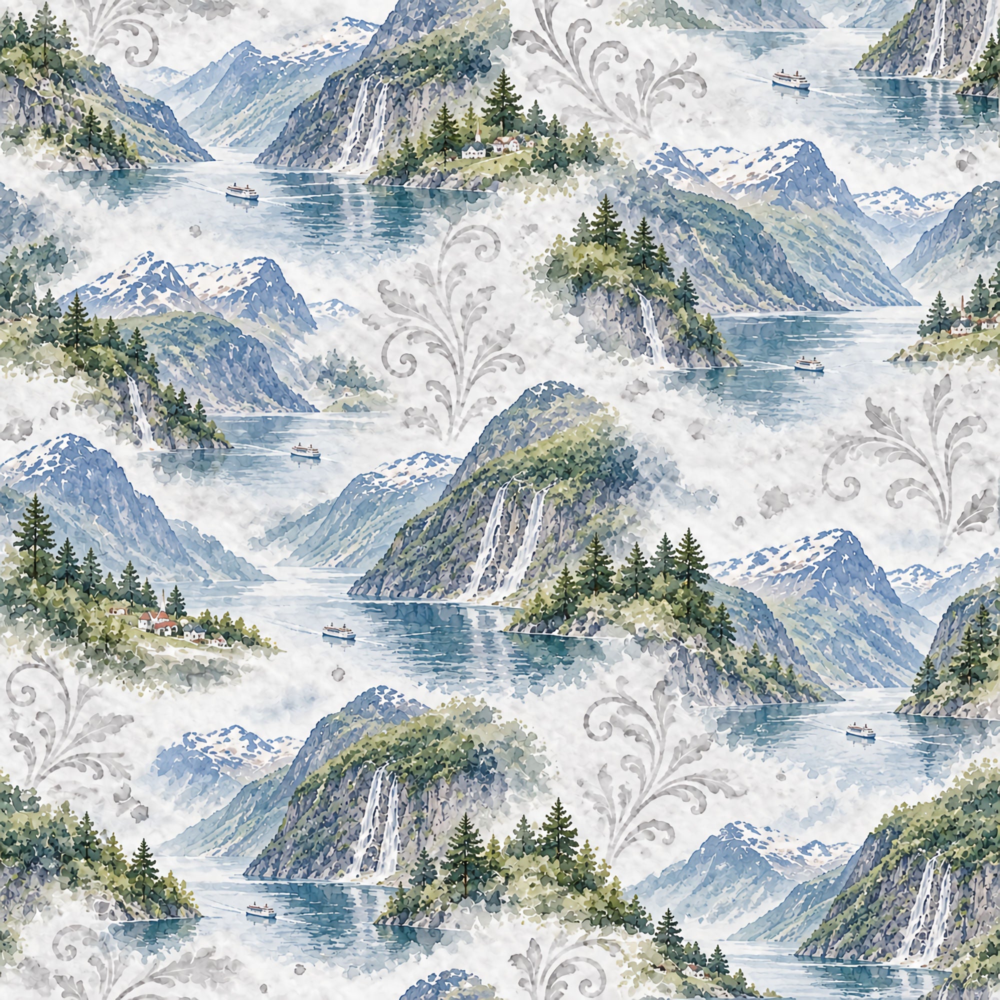 Around The World Collection Norway Geirangerfjord 12 x 12 Double-Sided Scrapbook Paper by SSC Designs