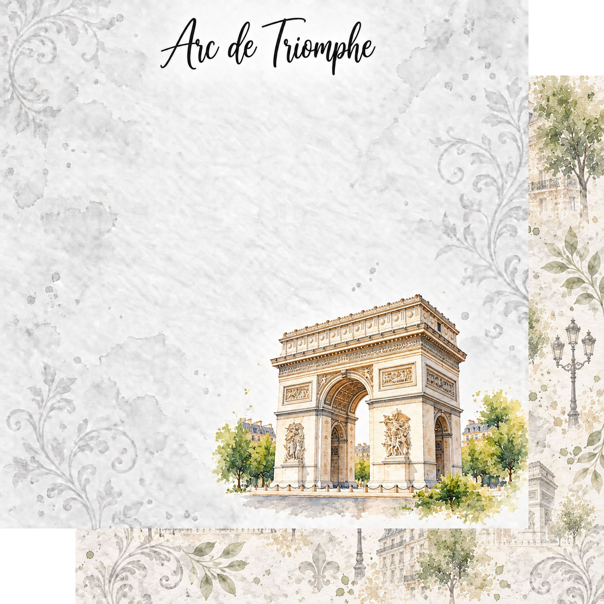 Around The World Collection France Arc de Triomphe 12 x 12 Double-Sided Scrapbook Paper by SSC Designs