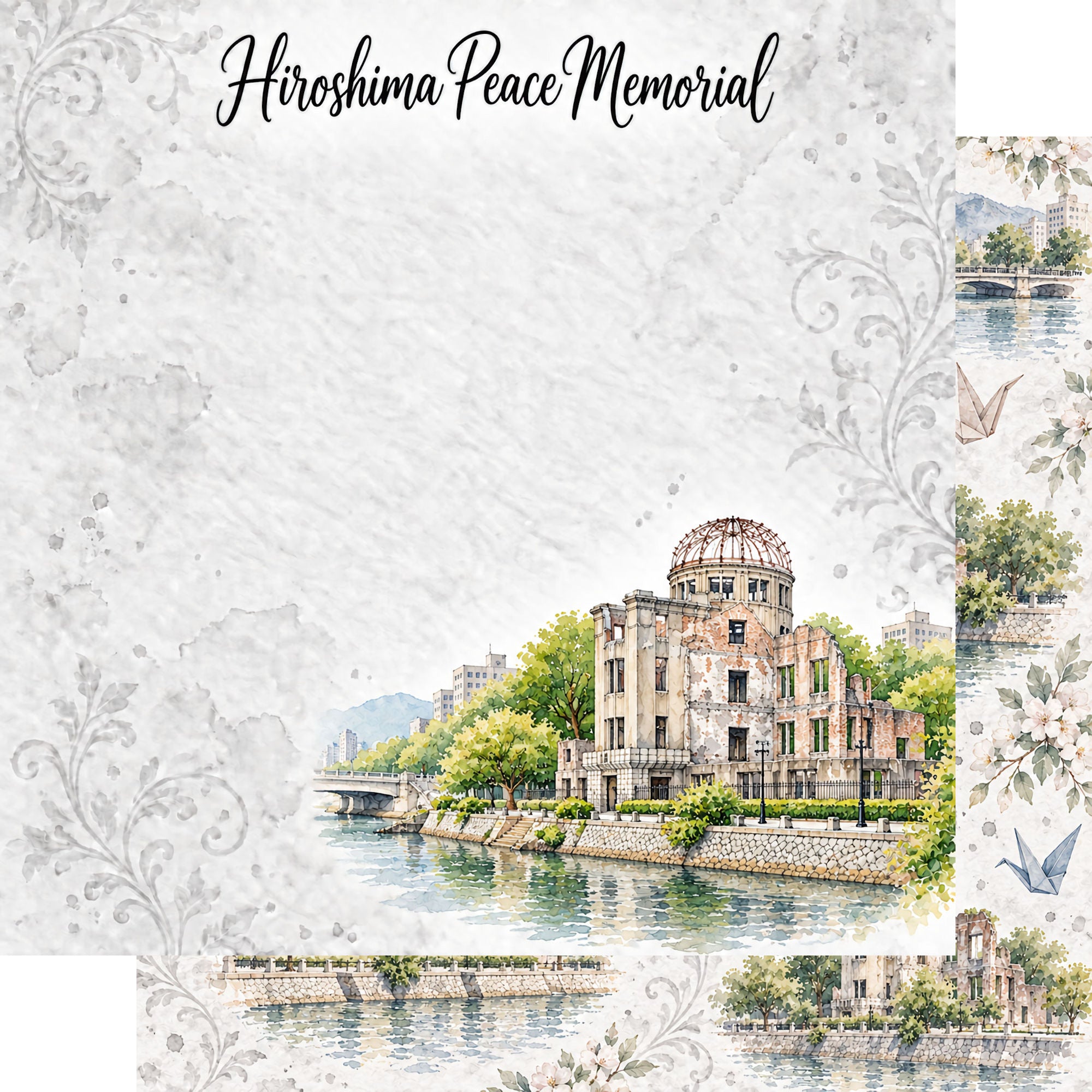 Around The World Collection Japan Hiroshima Peace Memorial 12 x 12 Double-Sided Scrapbook Paper by SSC Designs