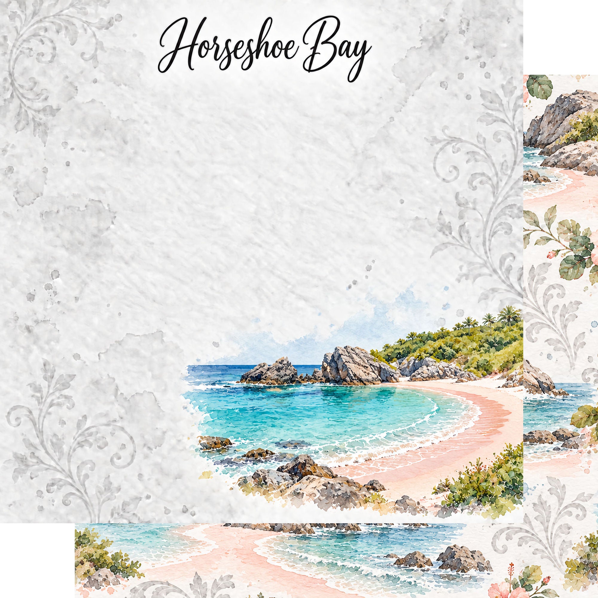 Around The World Collection Bermuda Horseshoe Bay 12 x 12 Double-Sided Scrapbook Paper by SSC Designs