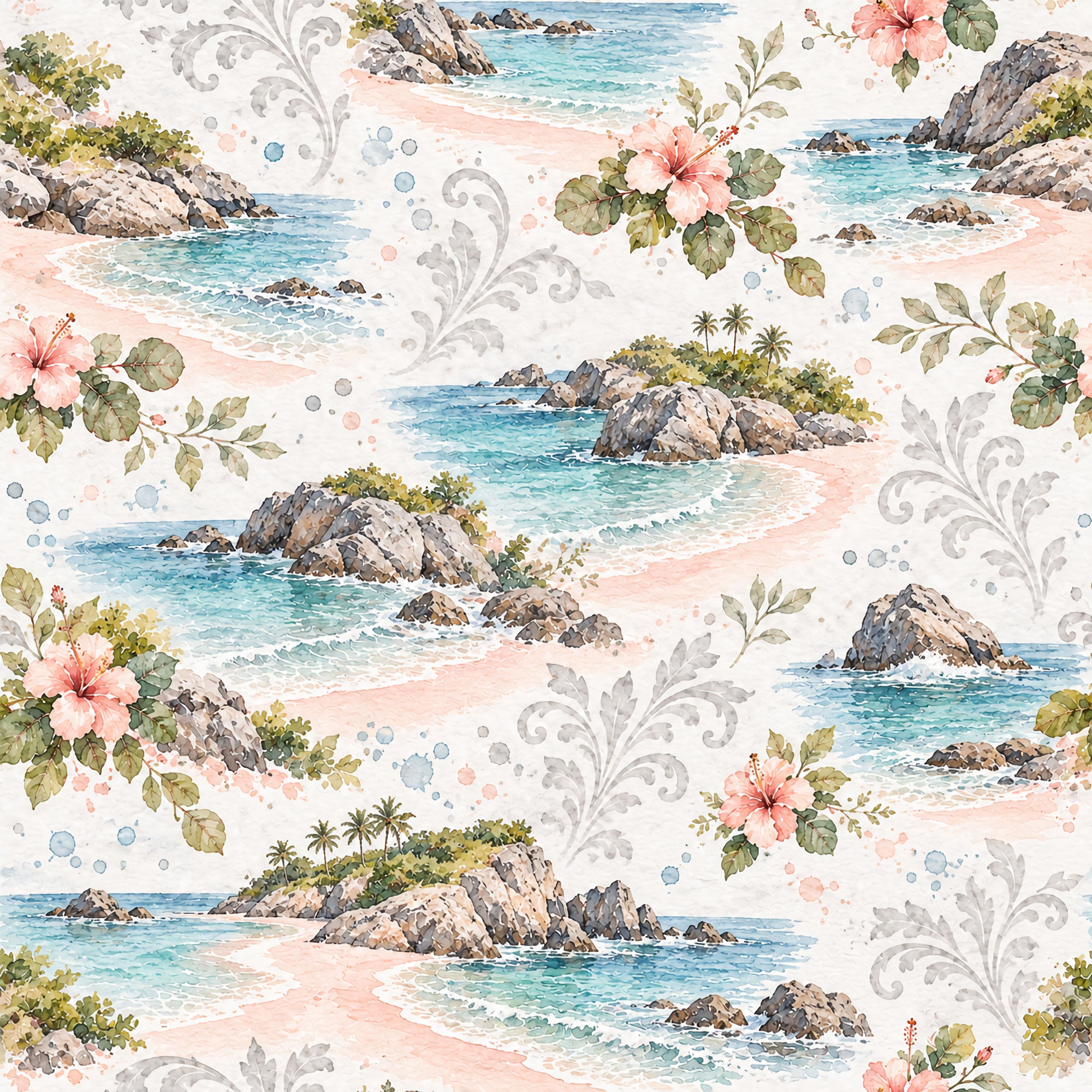 Around The World Collection Bermuda Horseshoe Bay 12 x 12 Double-Sided Scrapbook Paper by SSC Designs