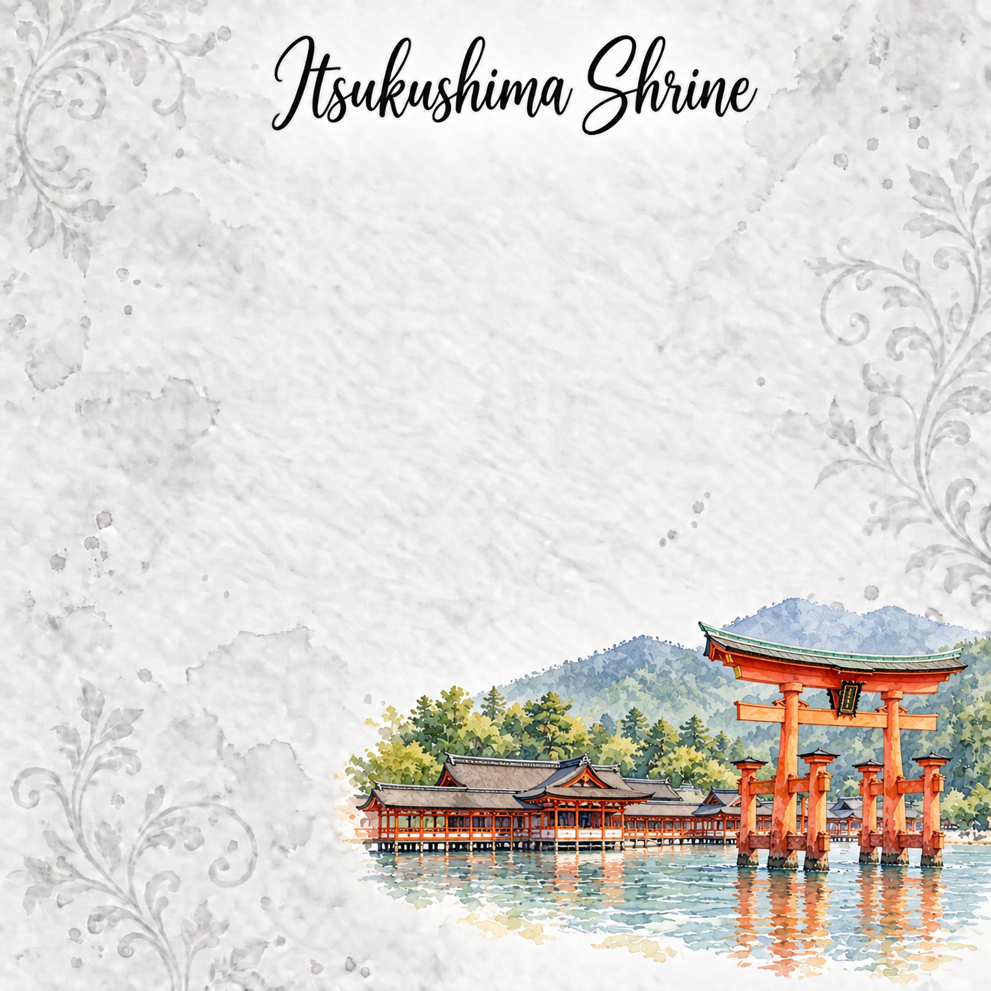 Around The World Collection Japan Itsukushima Shrine 12 x 12 Double-Sided Scrapbook Paper by SSC Designs