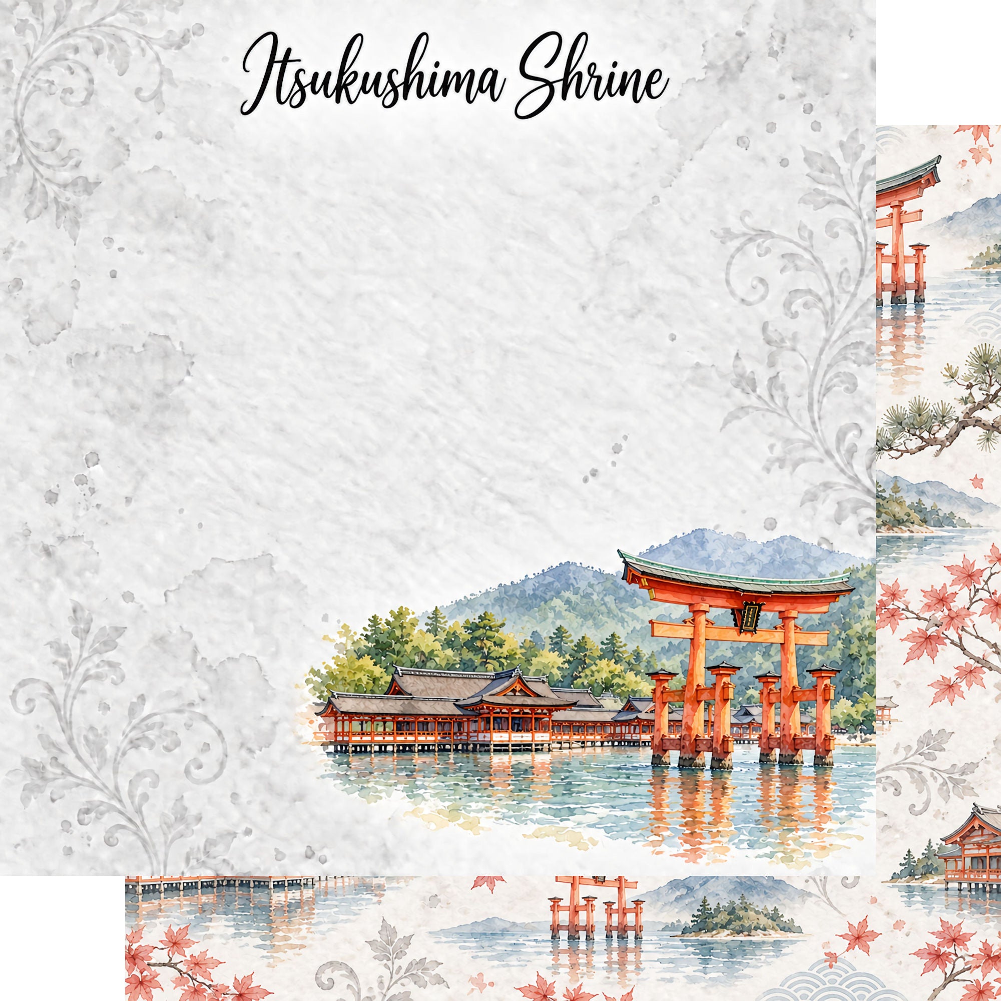 Around The World Collection Japan Itsukushima Shrine 12 x 12 Double-Sided Scrapbook Paper by SSC Designs