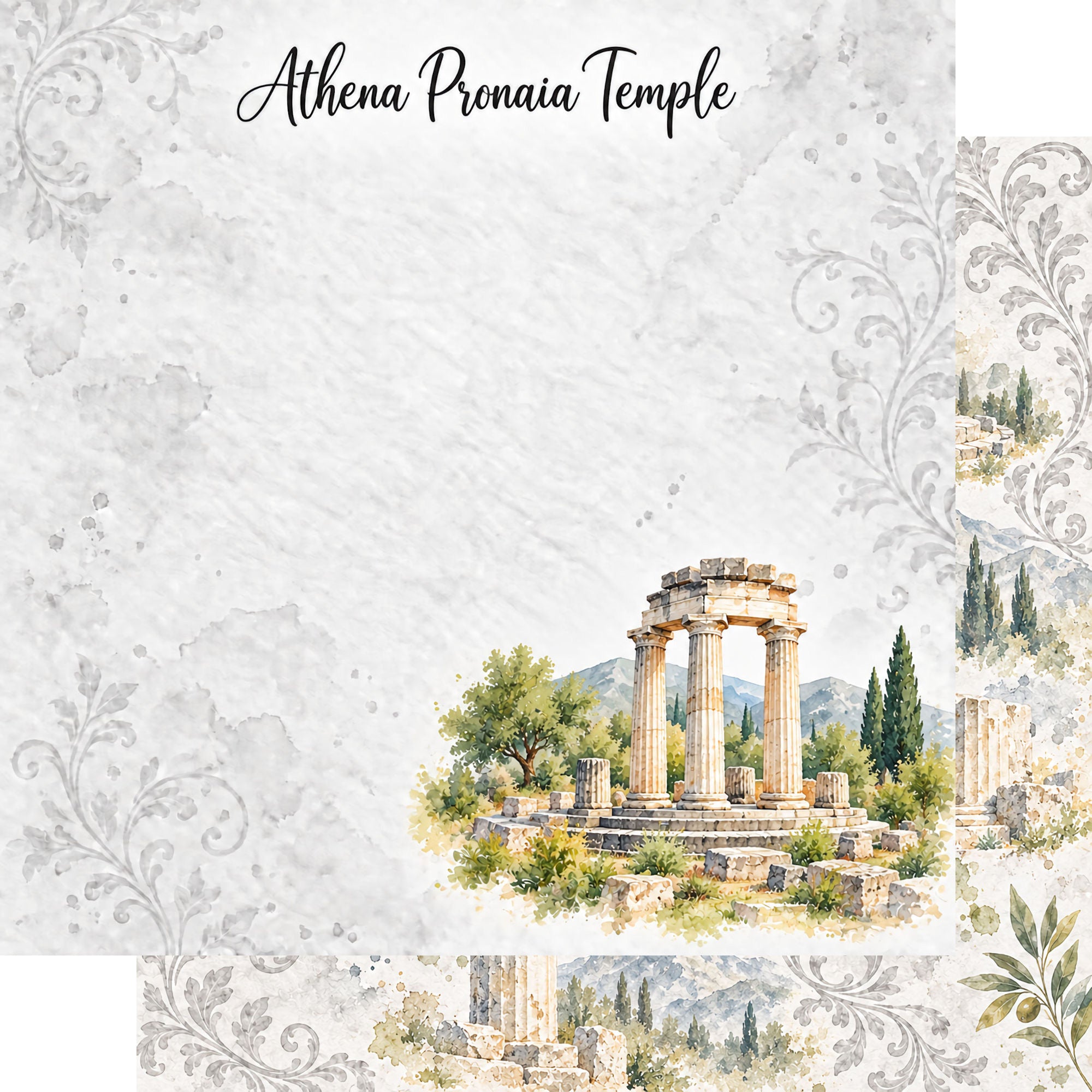 Around The World Collection Greece Athena Pronaia Temple 12 x 12 Double-Sided Scrapbook Paper by SSC Designs