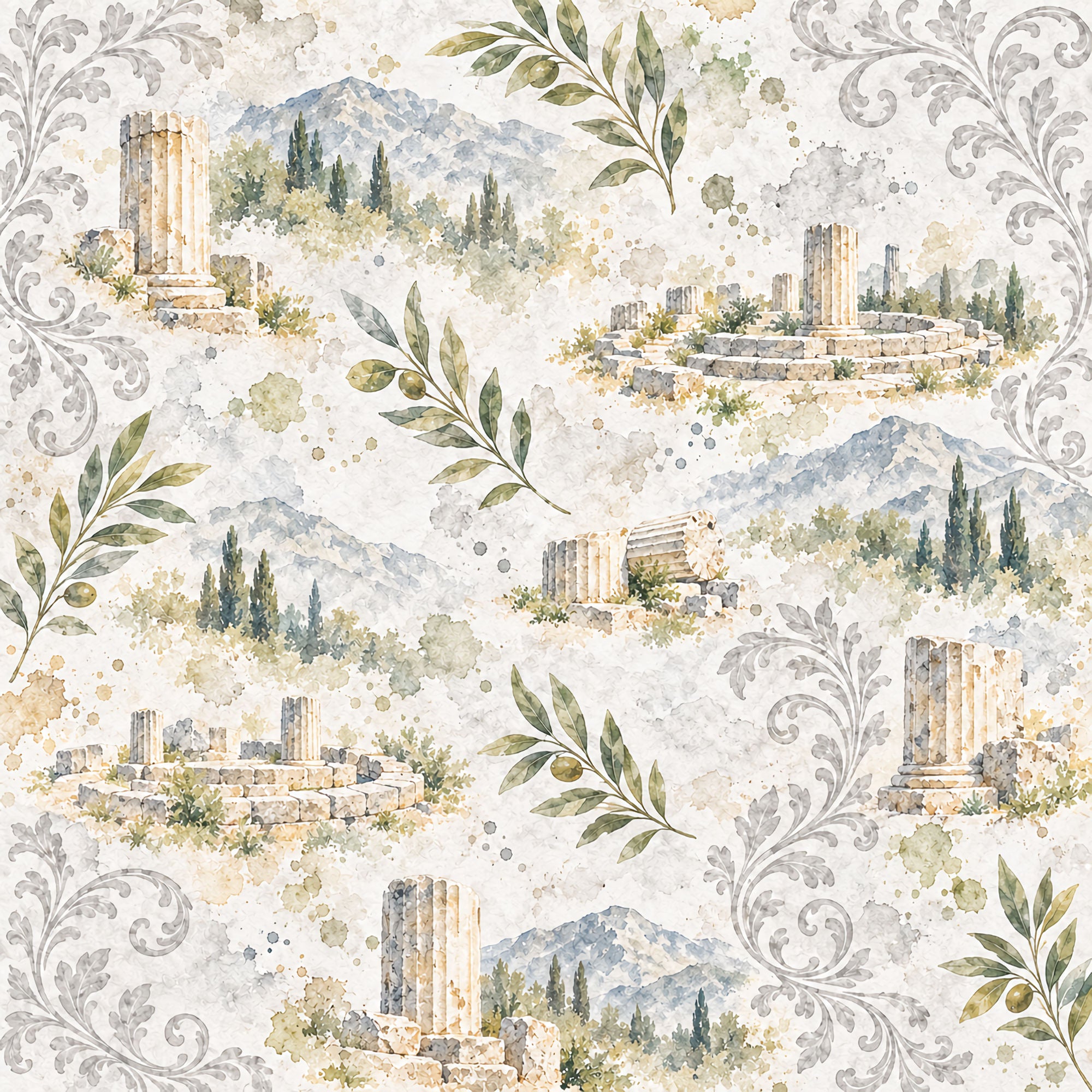 Around The World Collection Greece Athena Pronaia Temple 12 x 12 Double-Sided Scrapbook Paper by SSC Designs