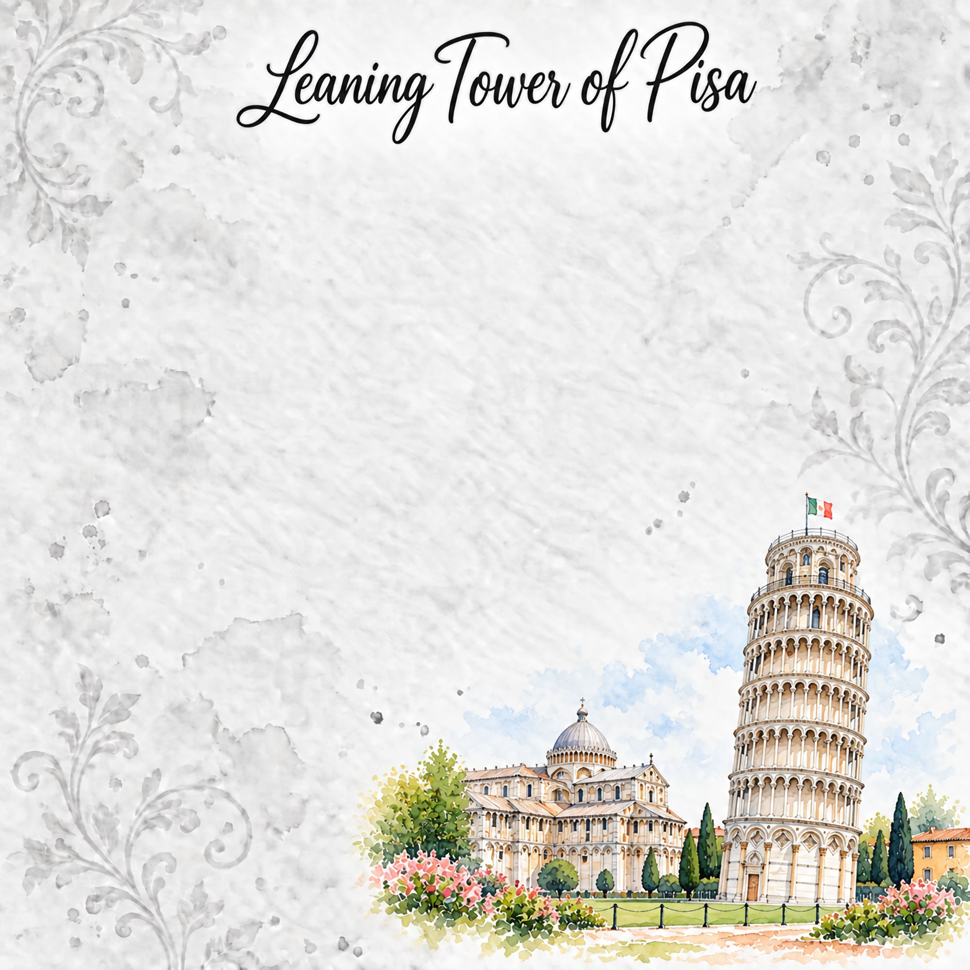 Around The World Collection Italy Tower of Pisa 12 x 12 Double-Sided Scrapbook Paper by SSC Designs