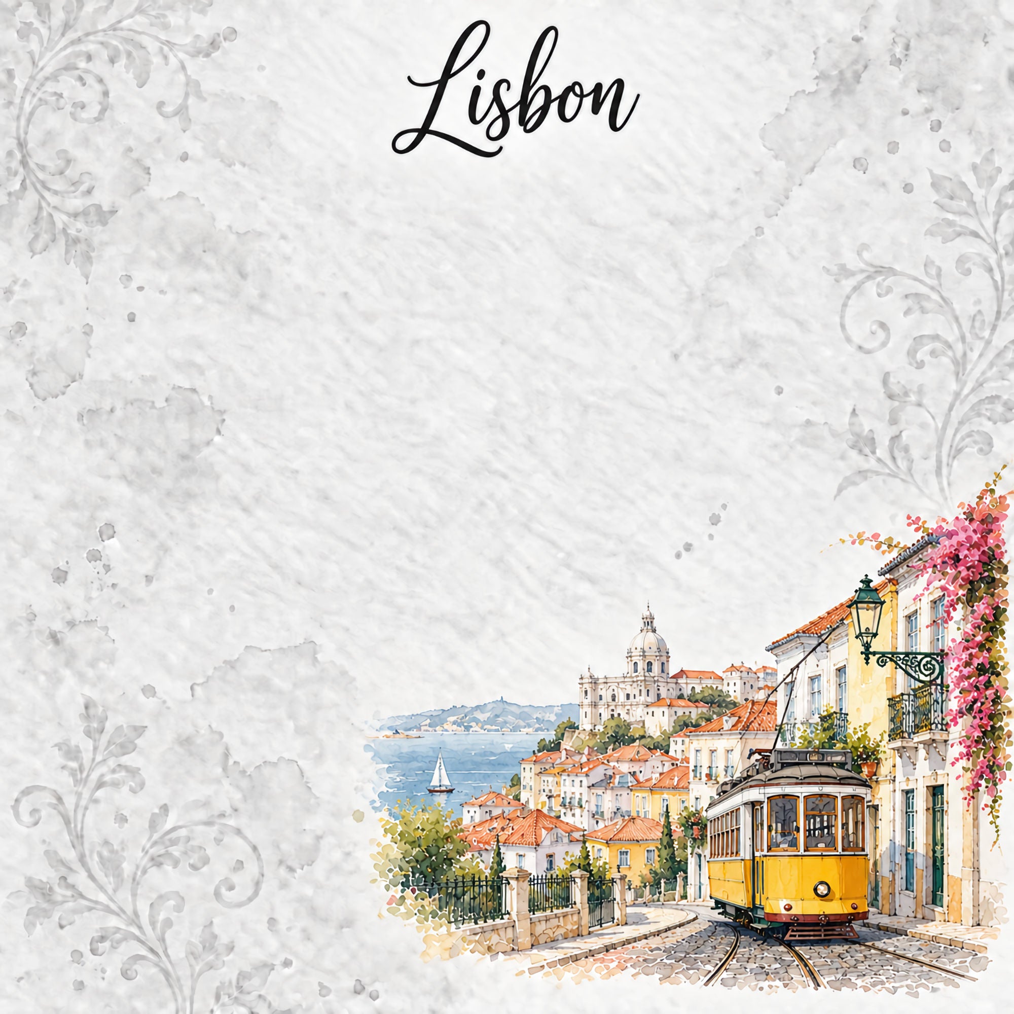 Around The World Collection Portugal Scenic Lisbon 12 x 12 Double-Sided Scrapbook Paper by SSC Designs