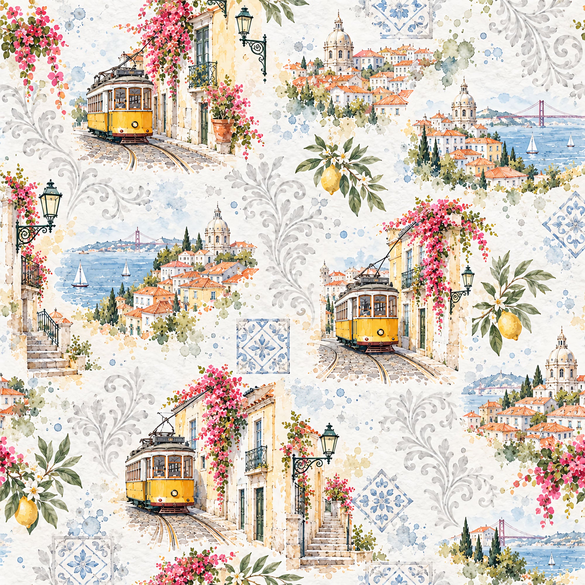 Around The World Collection Portugal Scenic Lisbon 12 x 12 Double-Sided Scrapbook Paper by SSC Designs