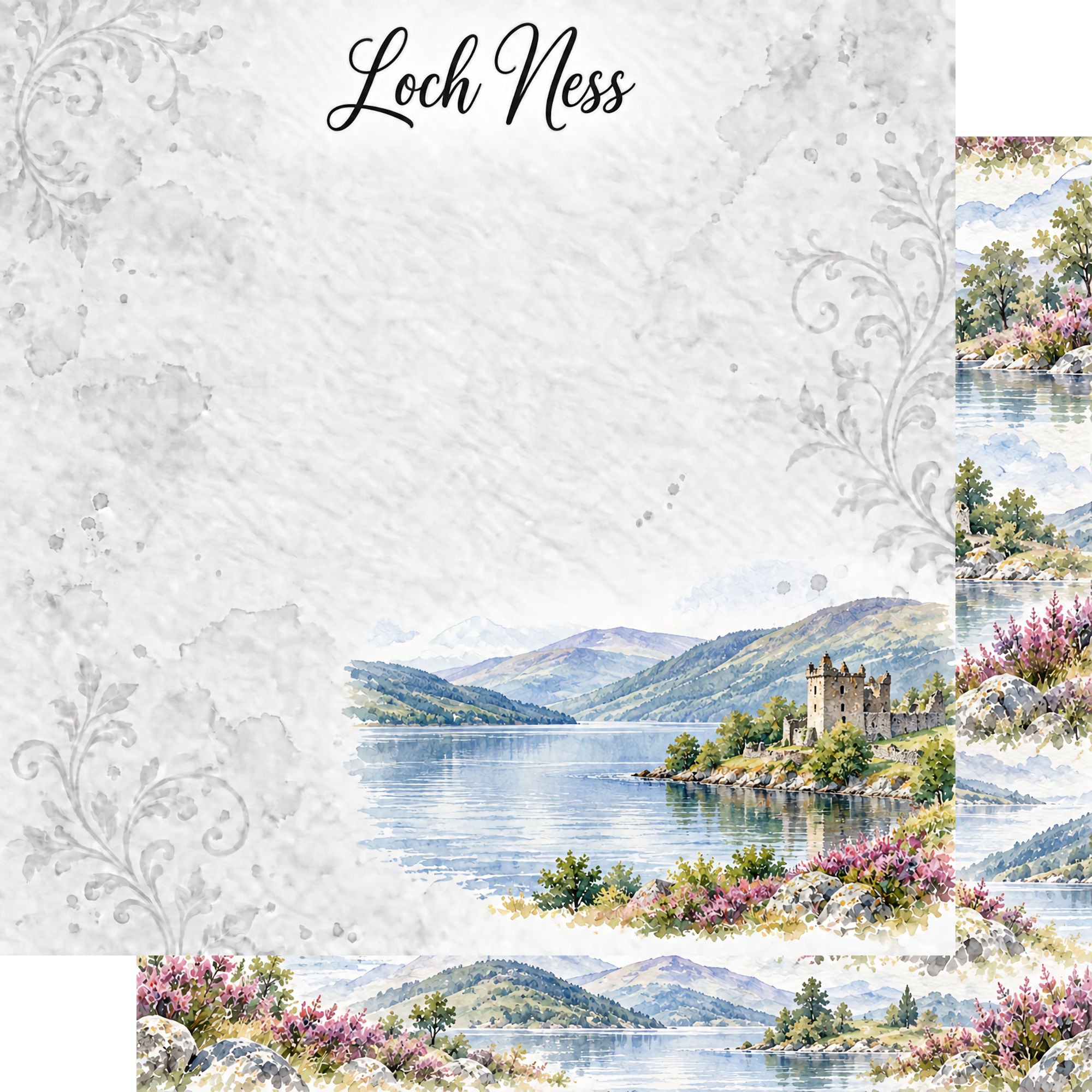 Around The World Collection Scotland Loch Ness 12 x 12 Double-Sided Scrapbook Paper by SSC Designs
