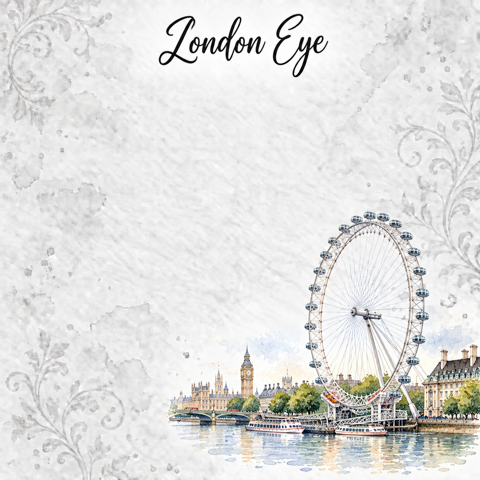 Around The World Collection United Kingdom London Eye 12 x 12 Double-Sided Scrapbook Paper by SSC Designs