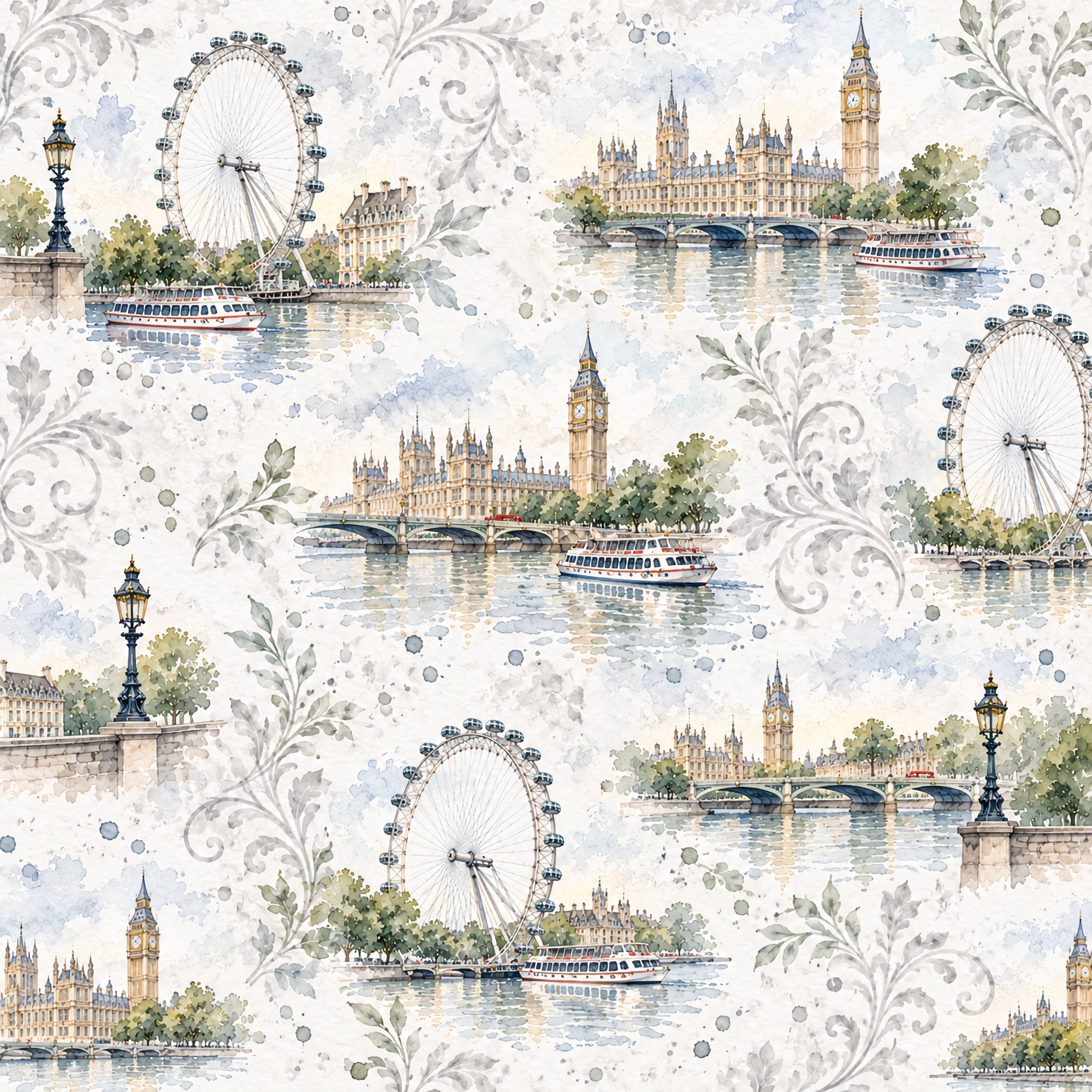 Around The World Collection United Kingdom London Eye 12 x 12 Double-Sided Scrapbook Paper by SSC Designs